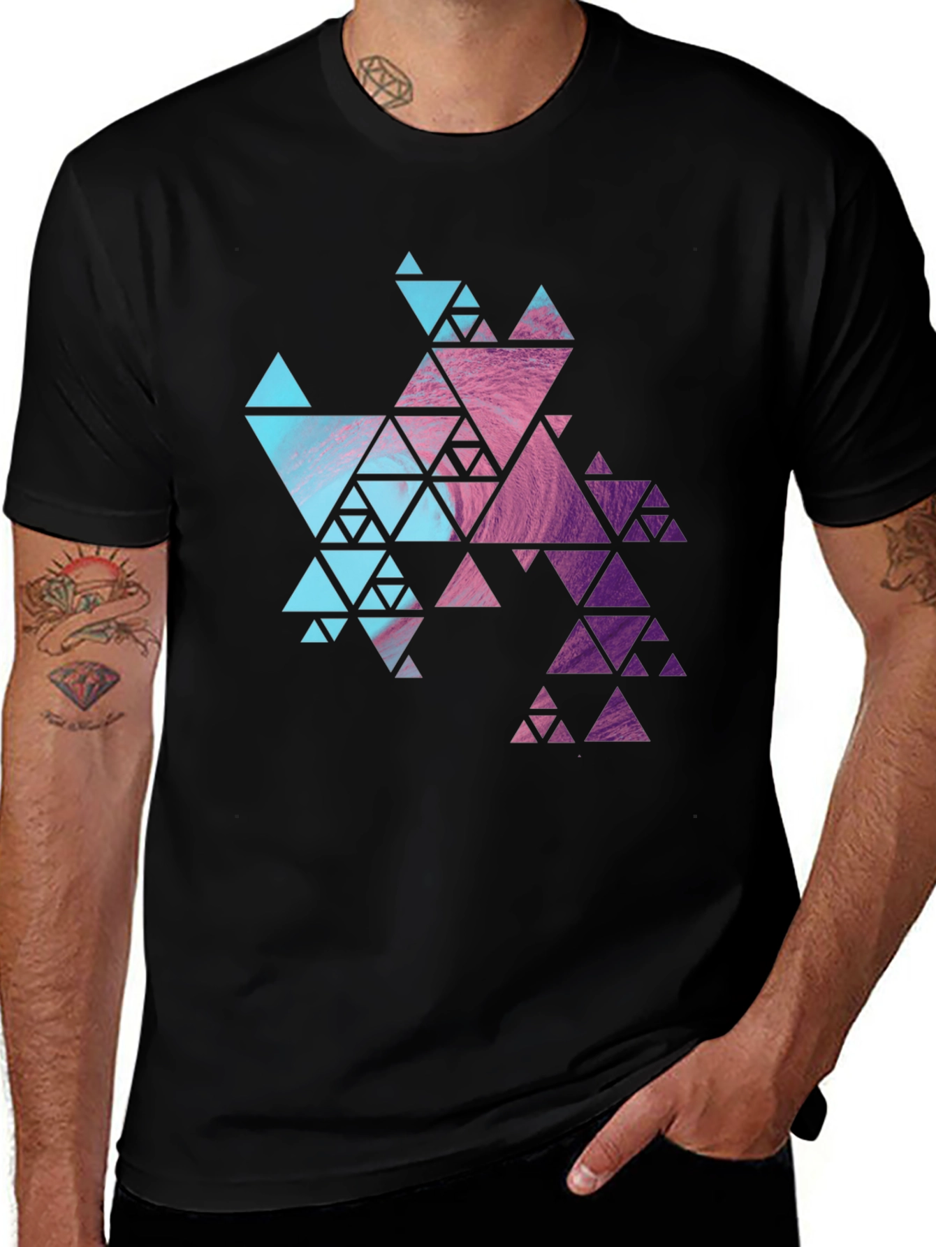 Variant 13 of Geometric Fractal Triangle T-Shirt - Modern Design