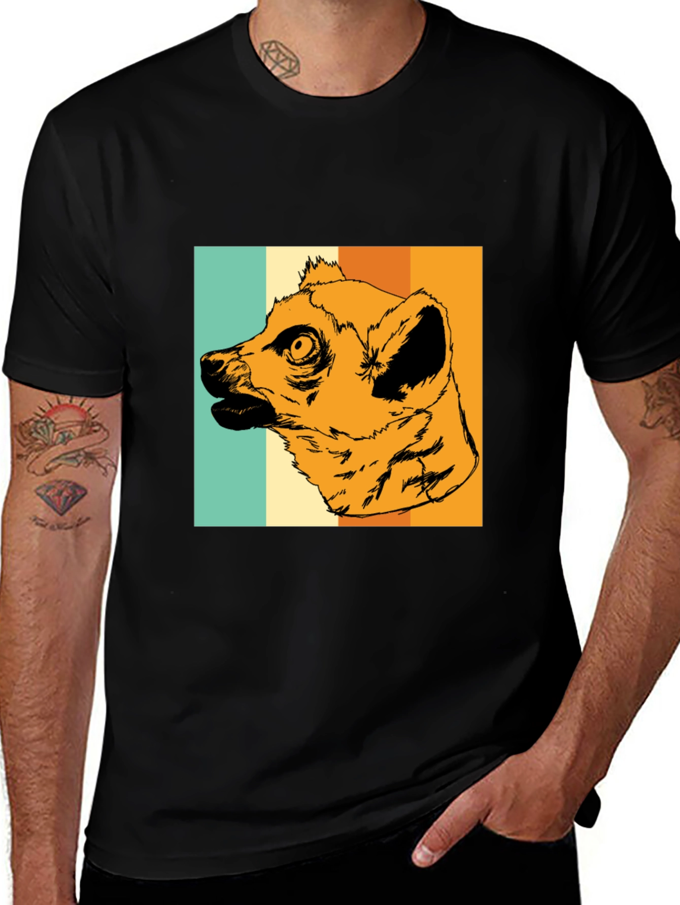 Variant 28 of Retro Lemur Graphic T-Shirt - Vintage Style Tee