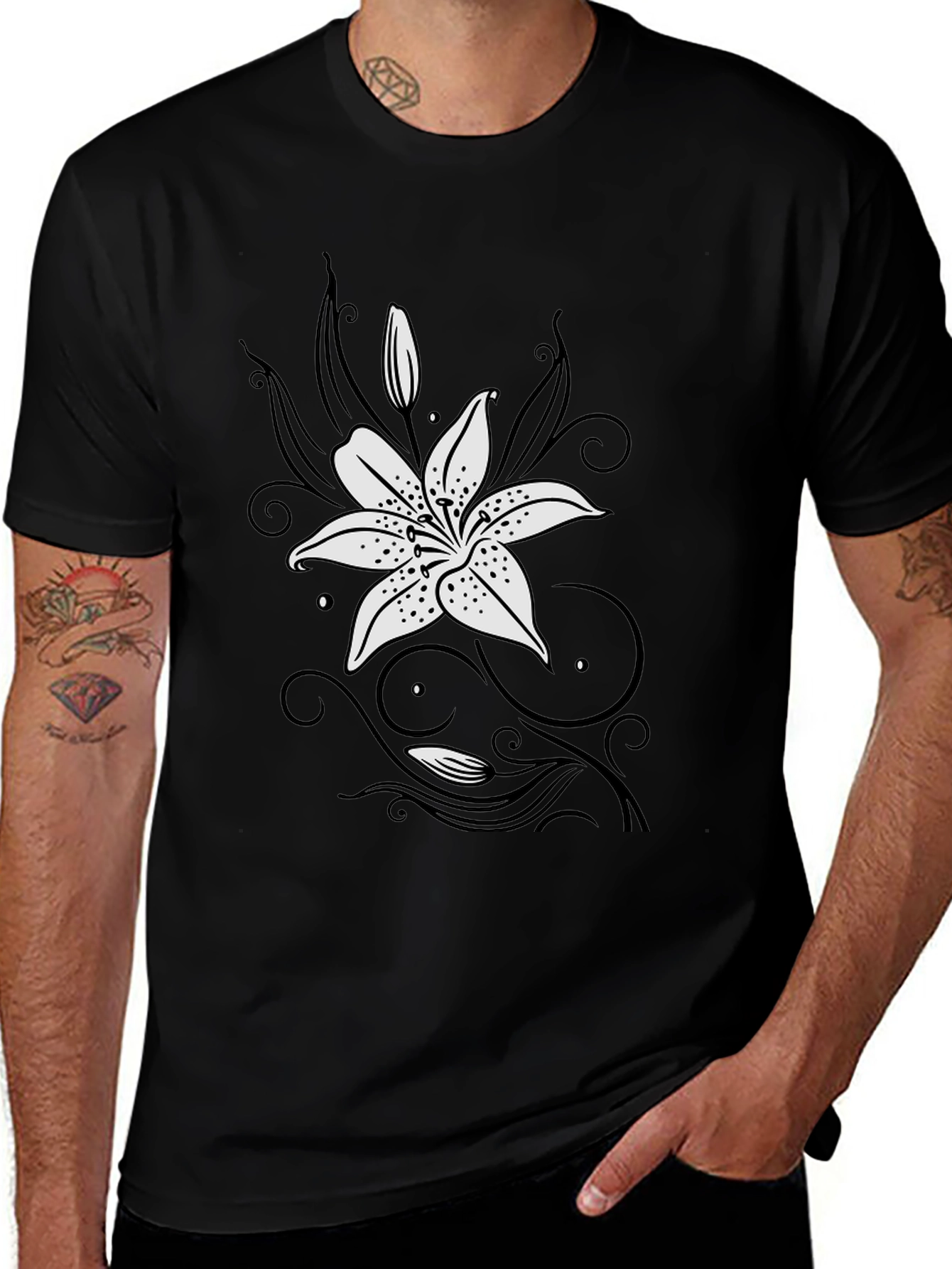 Variant 30 of Black Floral Lily T-Shirt