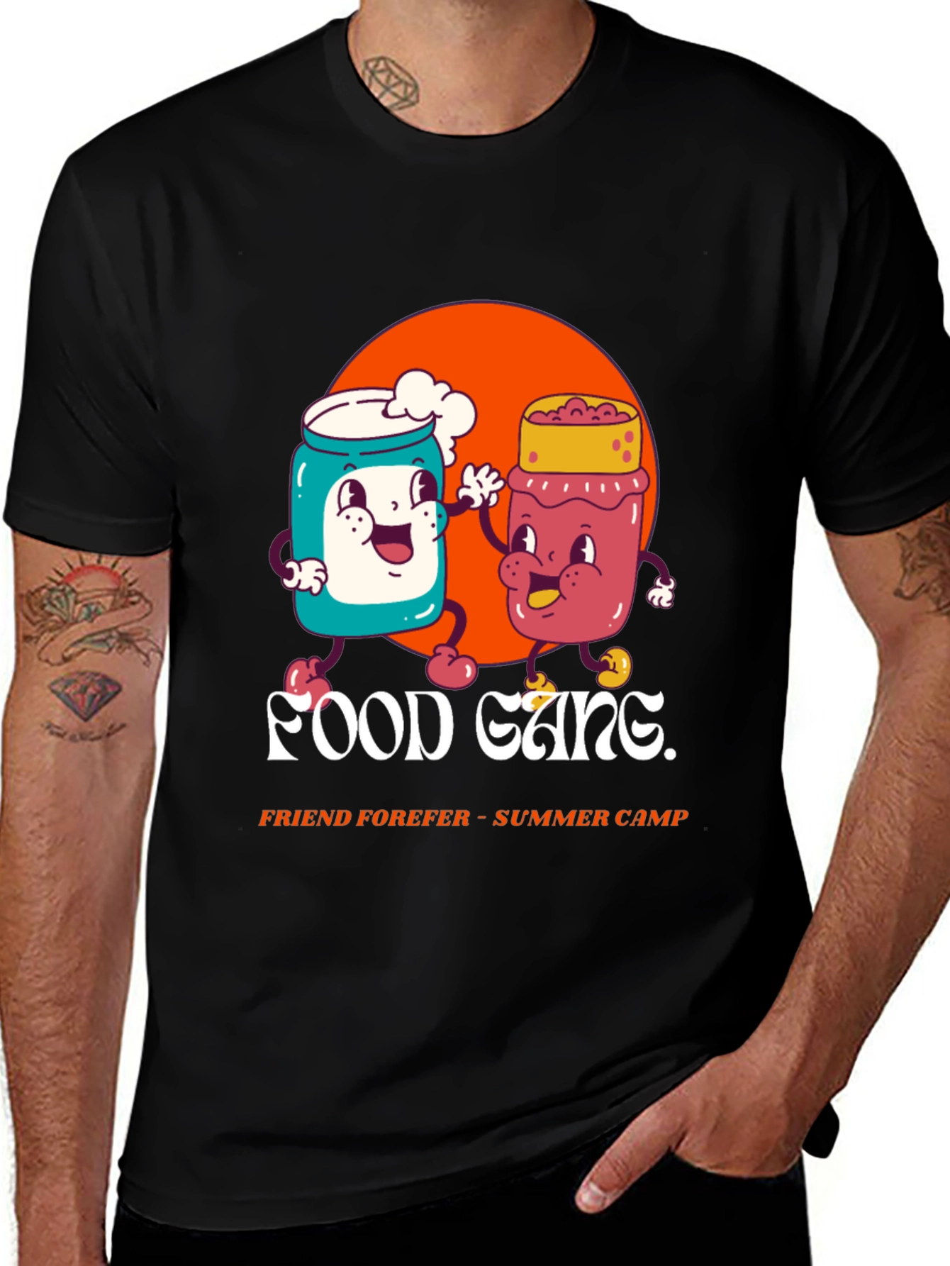 Variant 4 of Food Gang Black Graphic Tee - Summer Camp Friend Forever