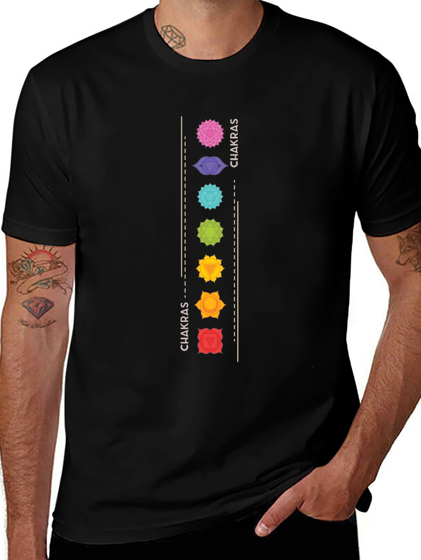 Variant 2 of Chakra Design Black T-Shirt for Men