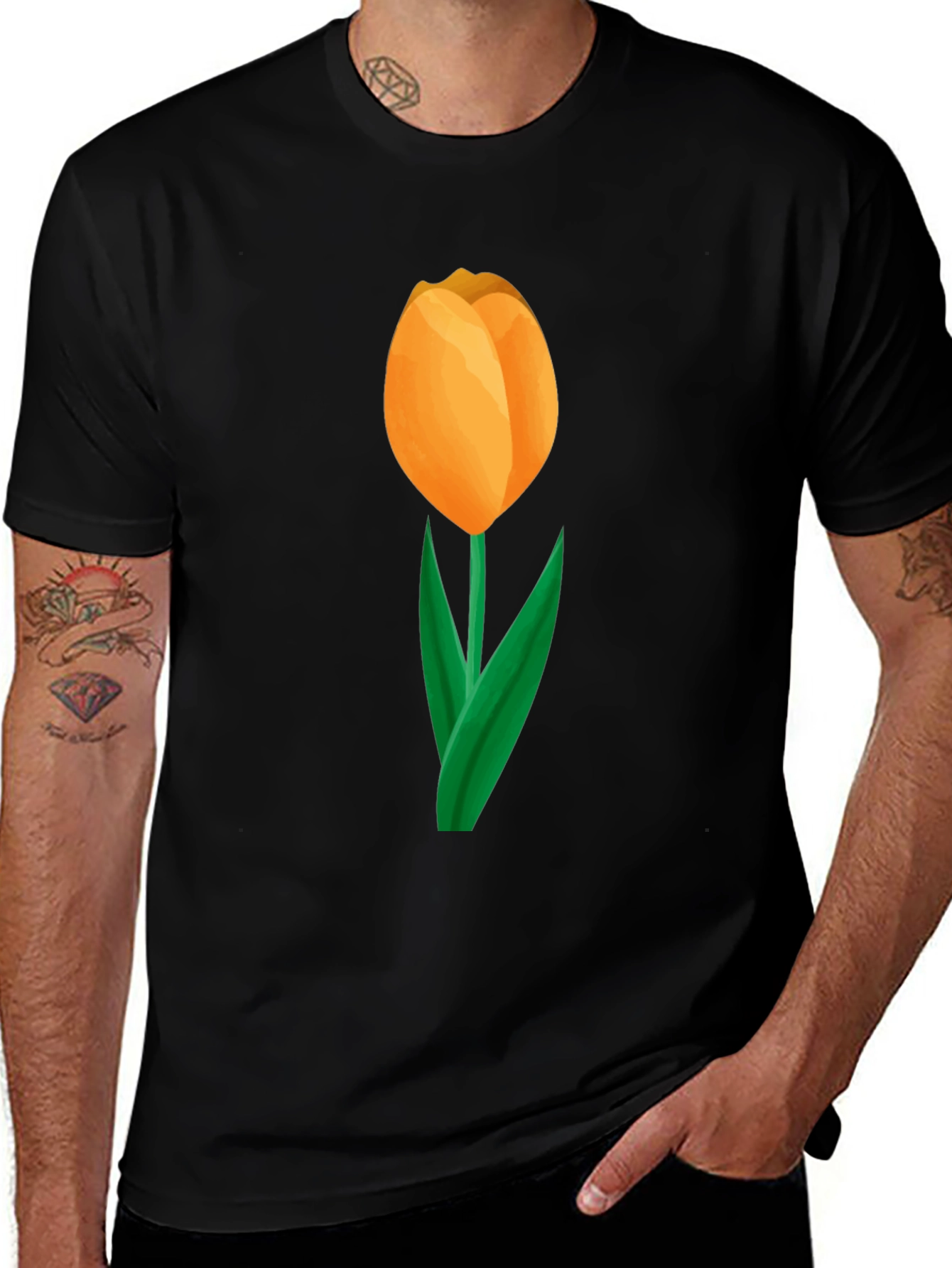 Variant 13 of Tulip Graphic Black T-Shirt