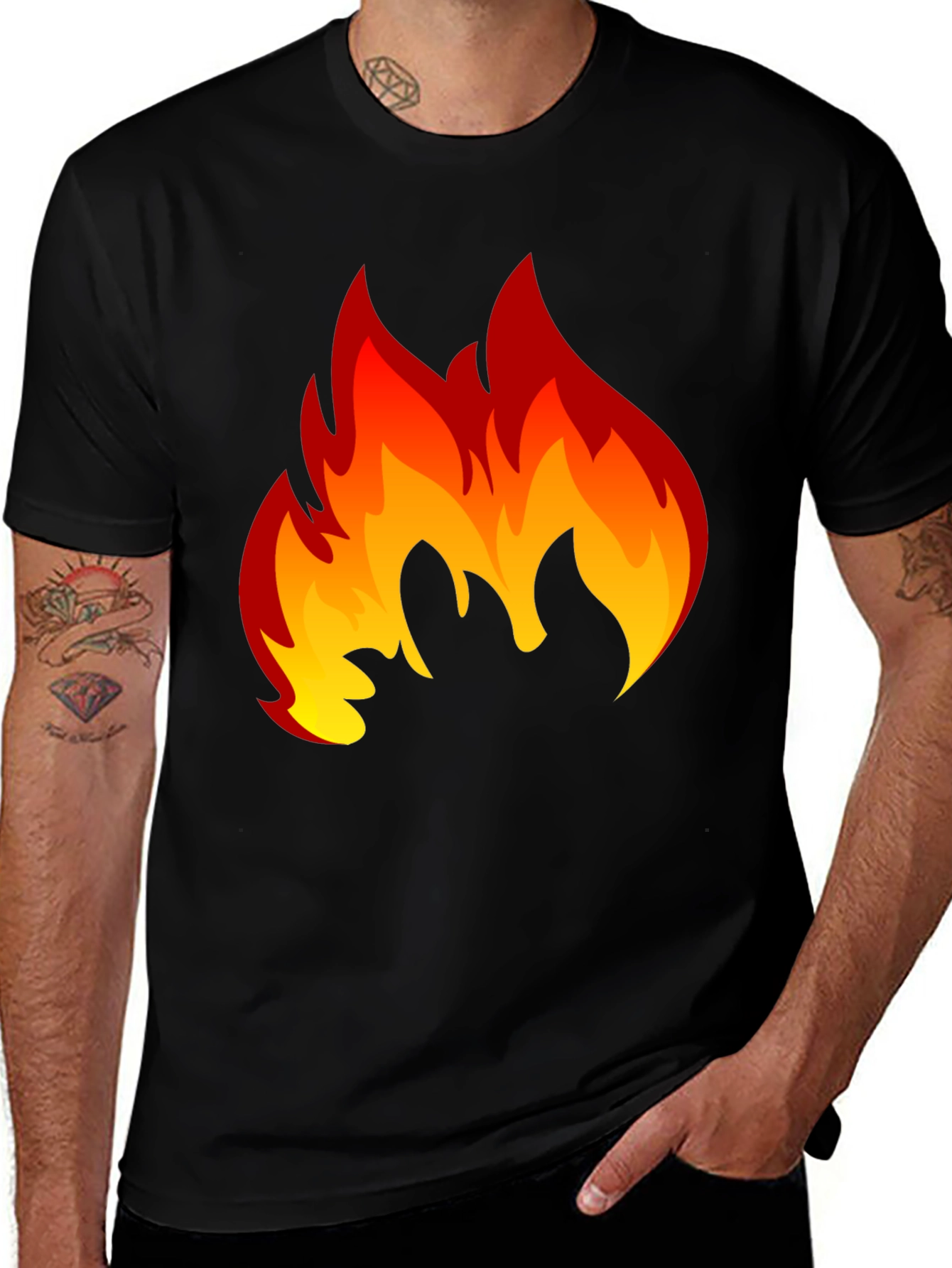 Variant 6 of Fiery Flame Graphic Tee - Black Cotton T-Shirt