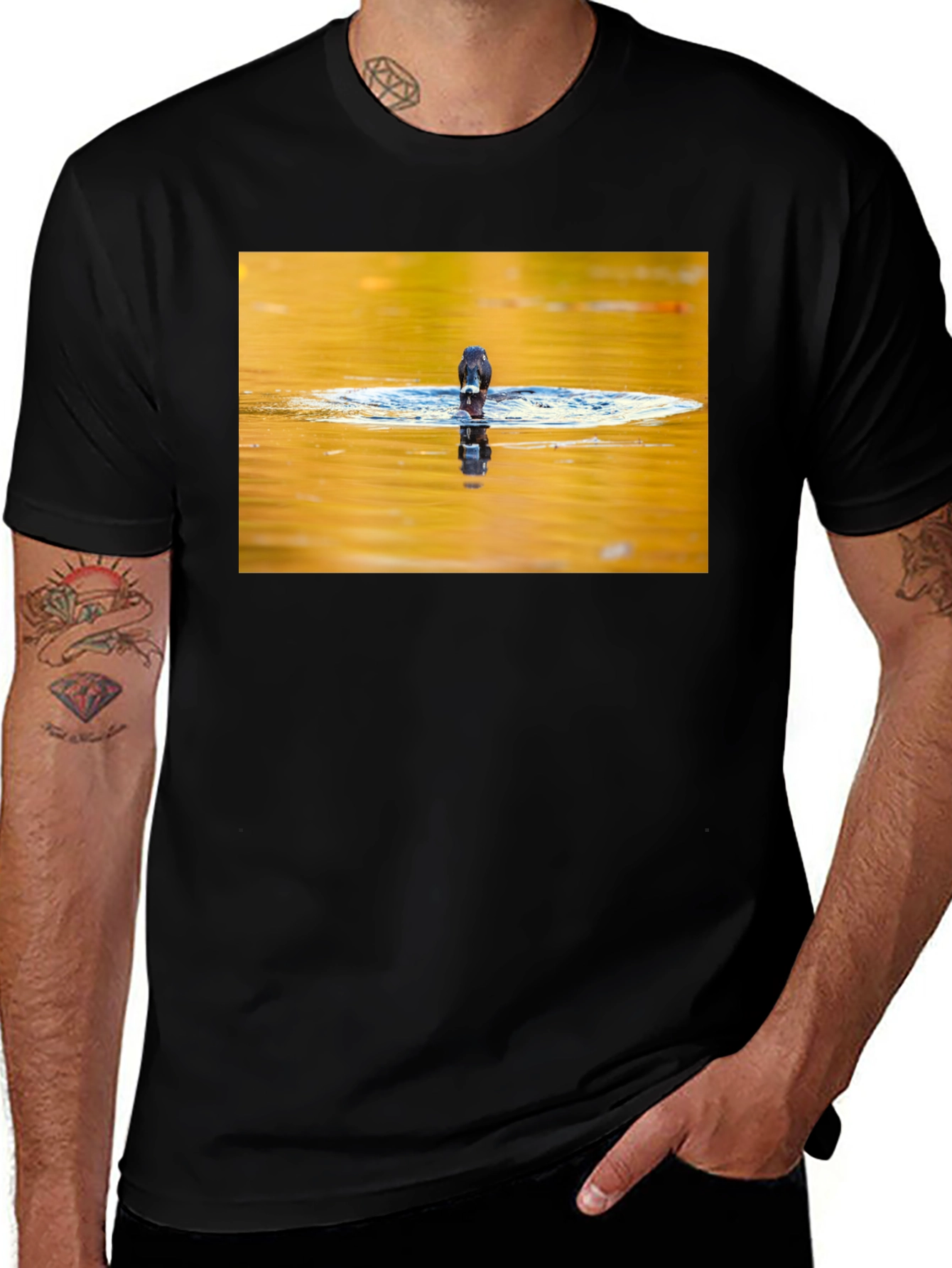Bird Reflection Graphic Tee - Black Unisex T-Shirt