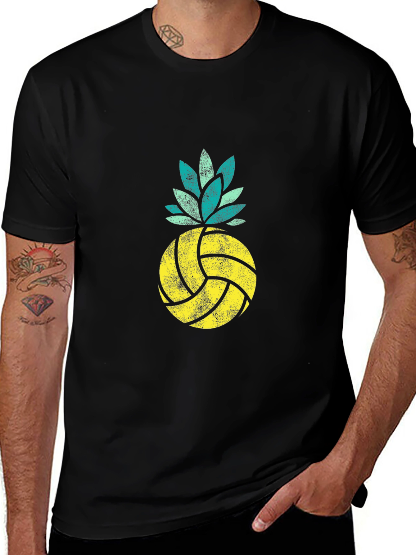 Variant 25 of Volleyball Pineapple Graphic Tee - Summer Vibes