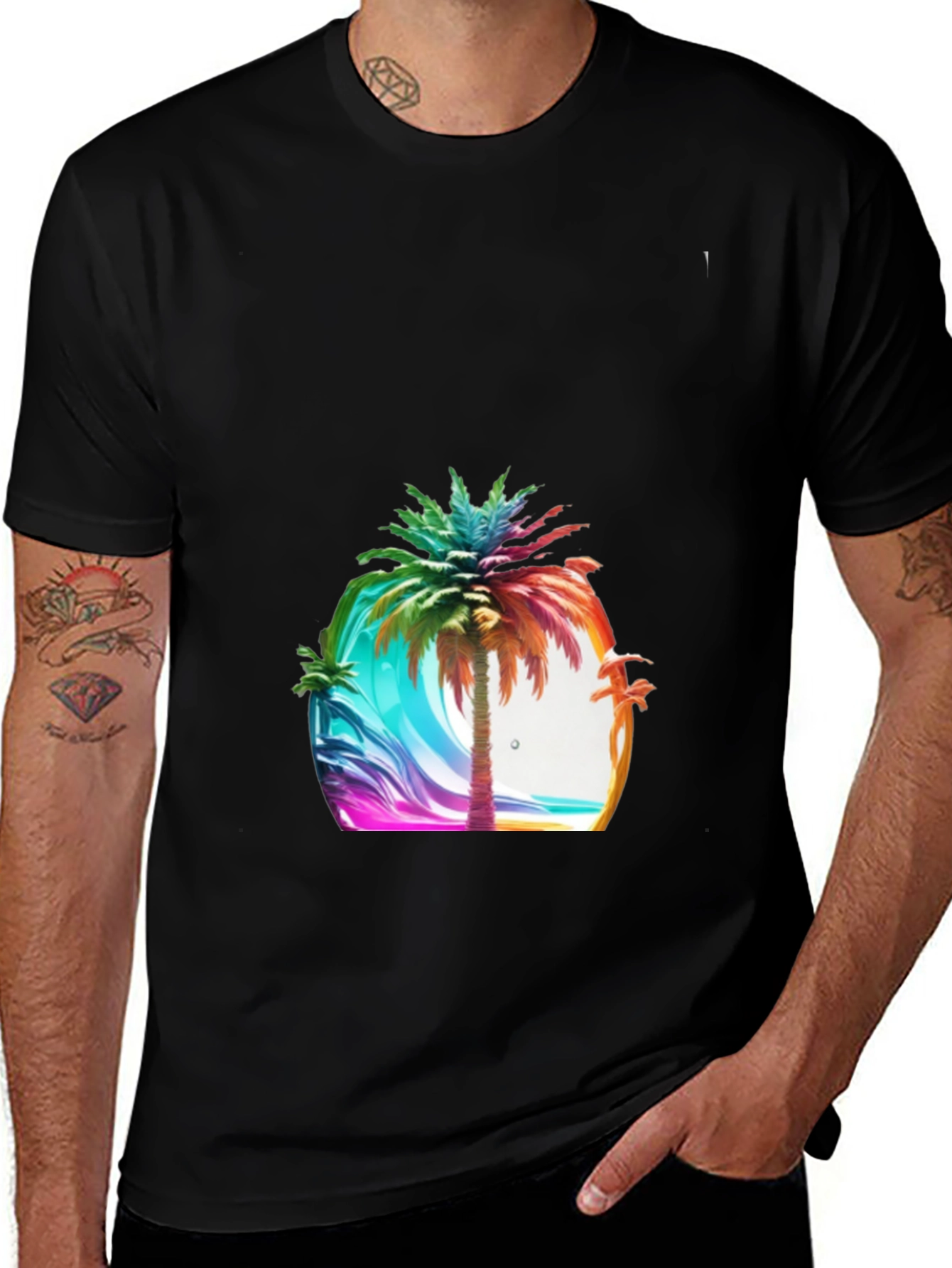 Variant 2 of Vibrant Palm Tree Graphic Tee - Island Vibes