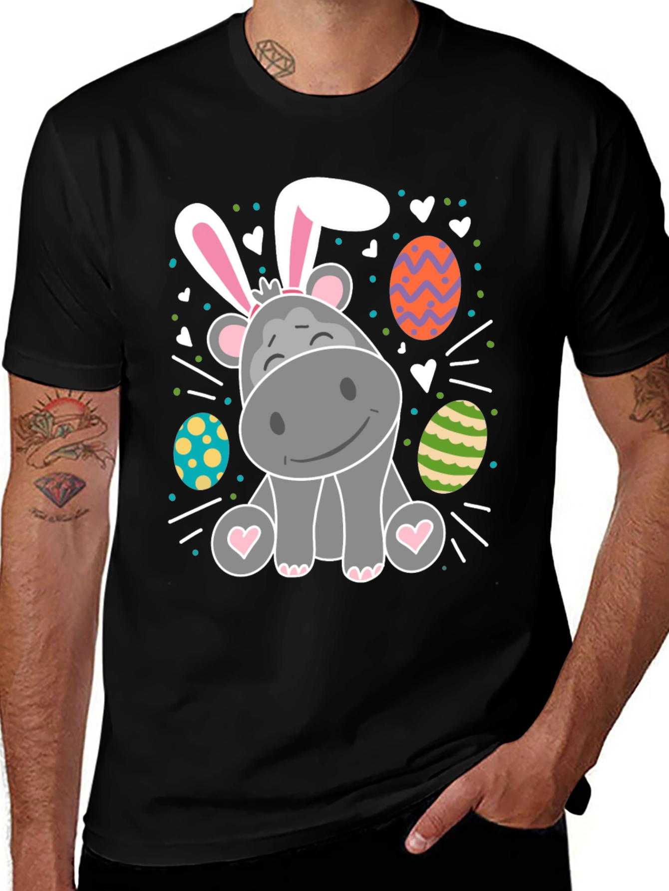 Variant 9 of Hippo Easter Bunny Graphic Tee