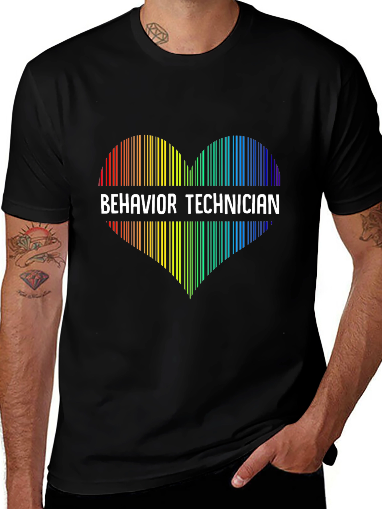 Behavior Technician Rainbow Heart Graphic Tee