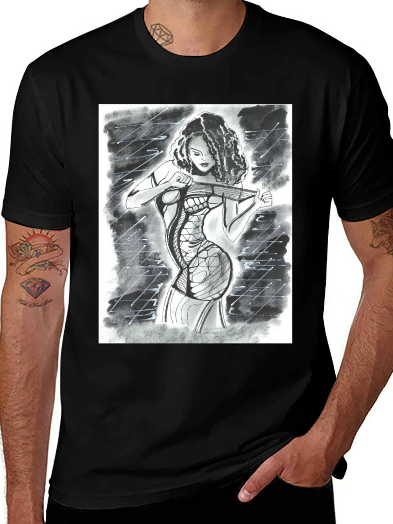 Variant 16 of Edgy Artistic Woman Black T-Shirt