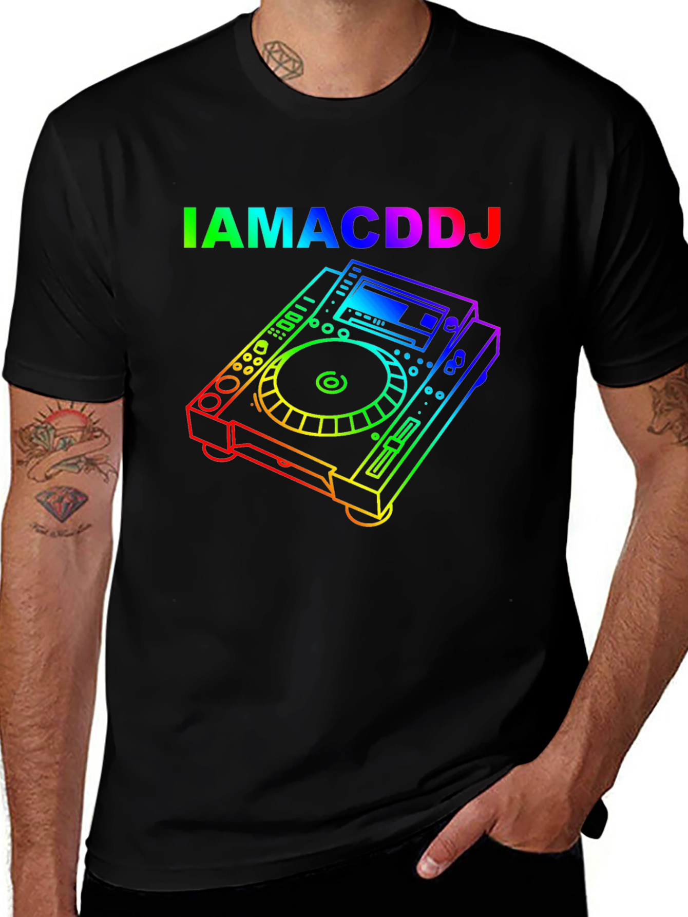 Variant 22 of IAMACDDJ T-Shirt - Rainbow DJ Mixer Graphic