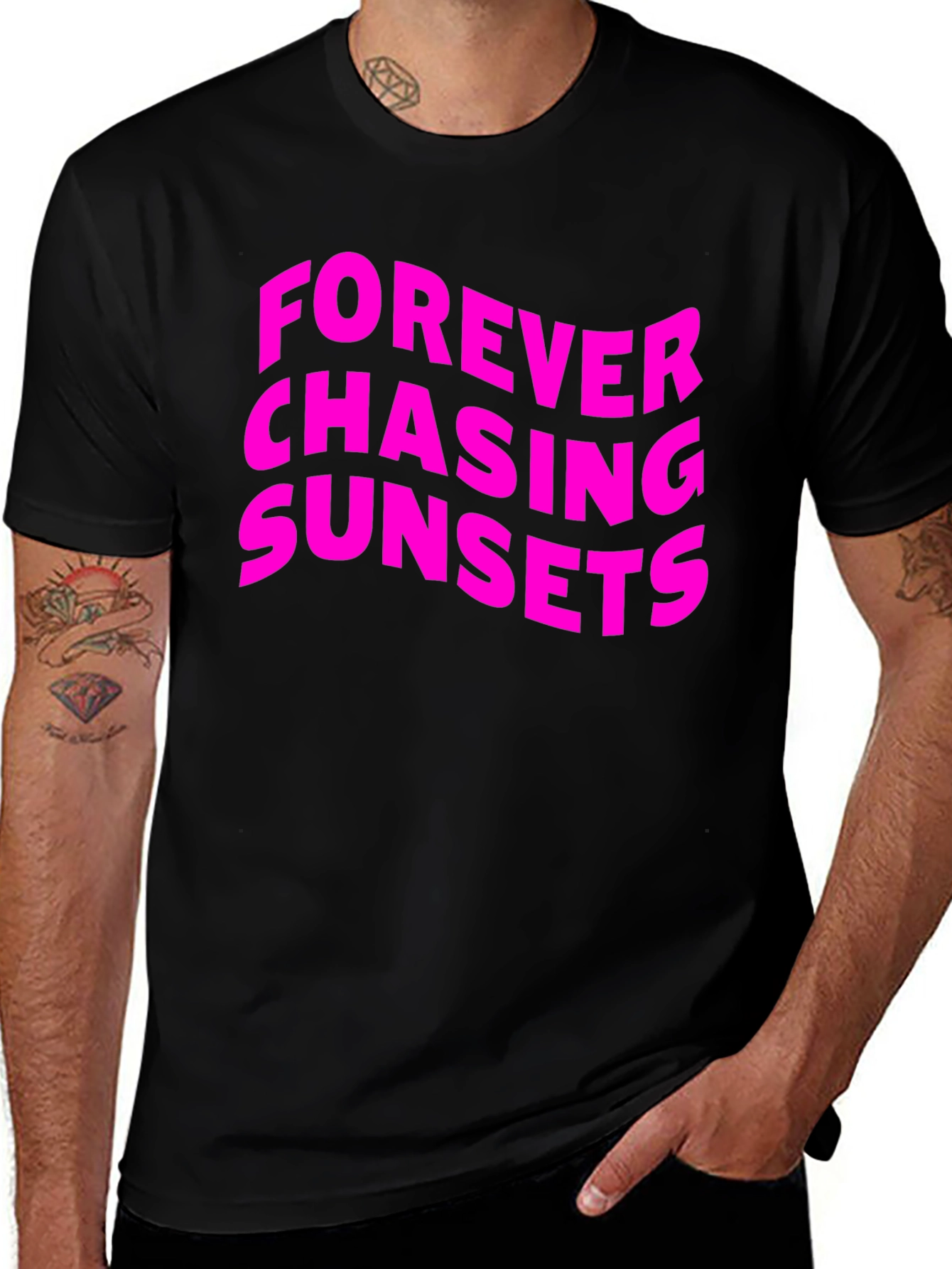 Variant 12 of Forever Chasing Sunsets Graphic Tee - Black