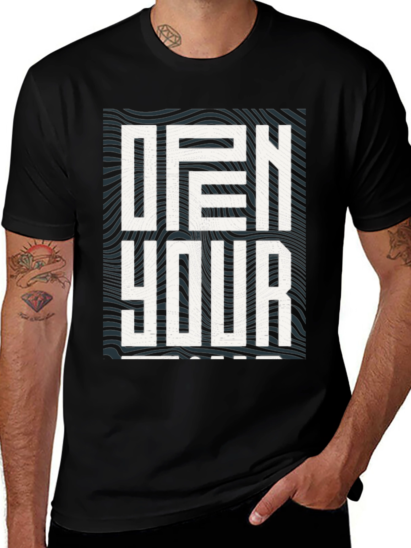 Variant 20 of Open Your Mind Graphic Tee - Stylish Black T-Shirt