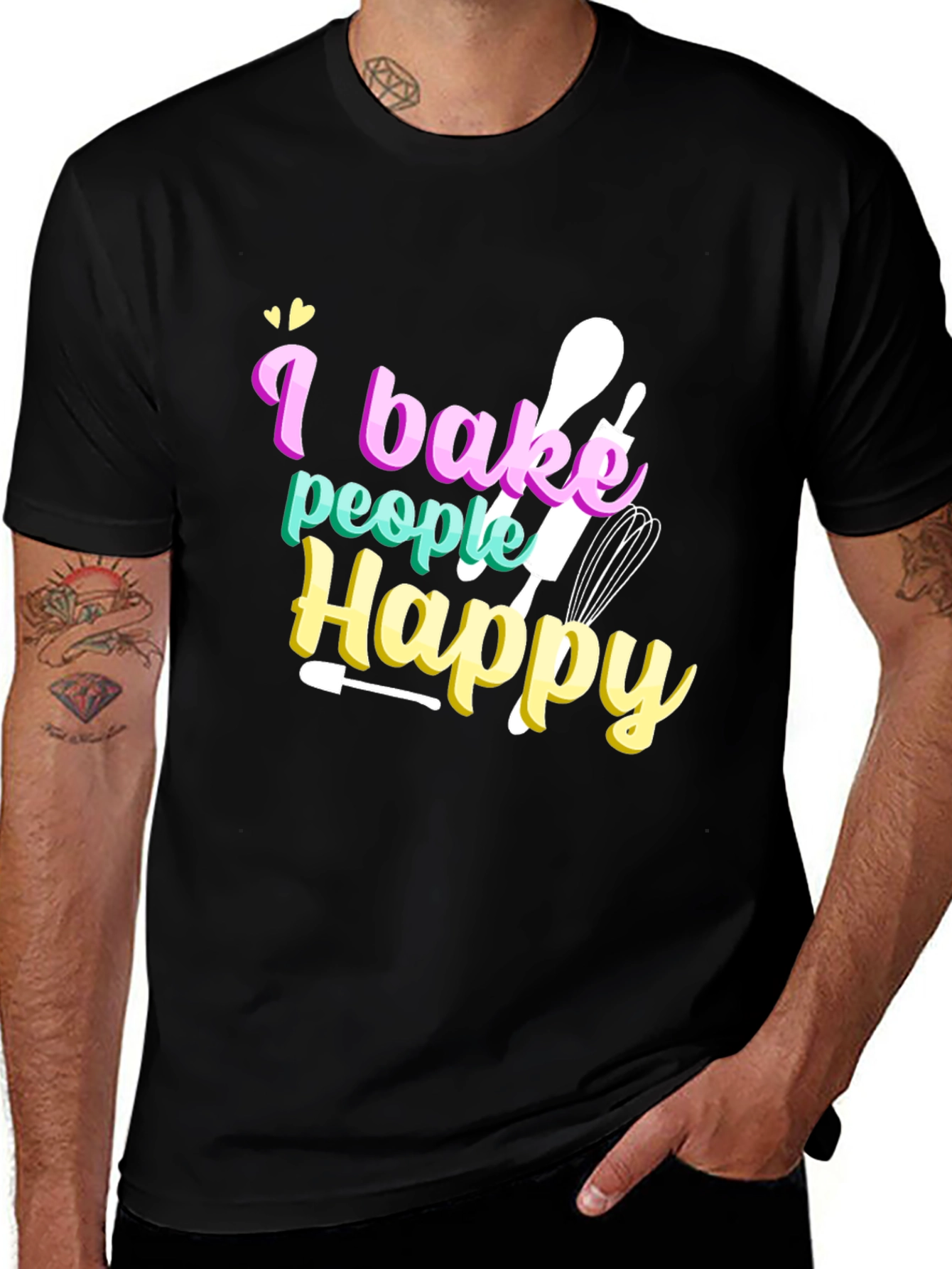 Variant 8 of I Bake People Happy Graphic Tee - Black