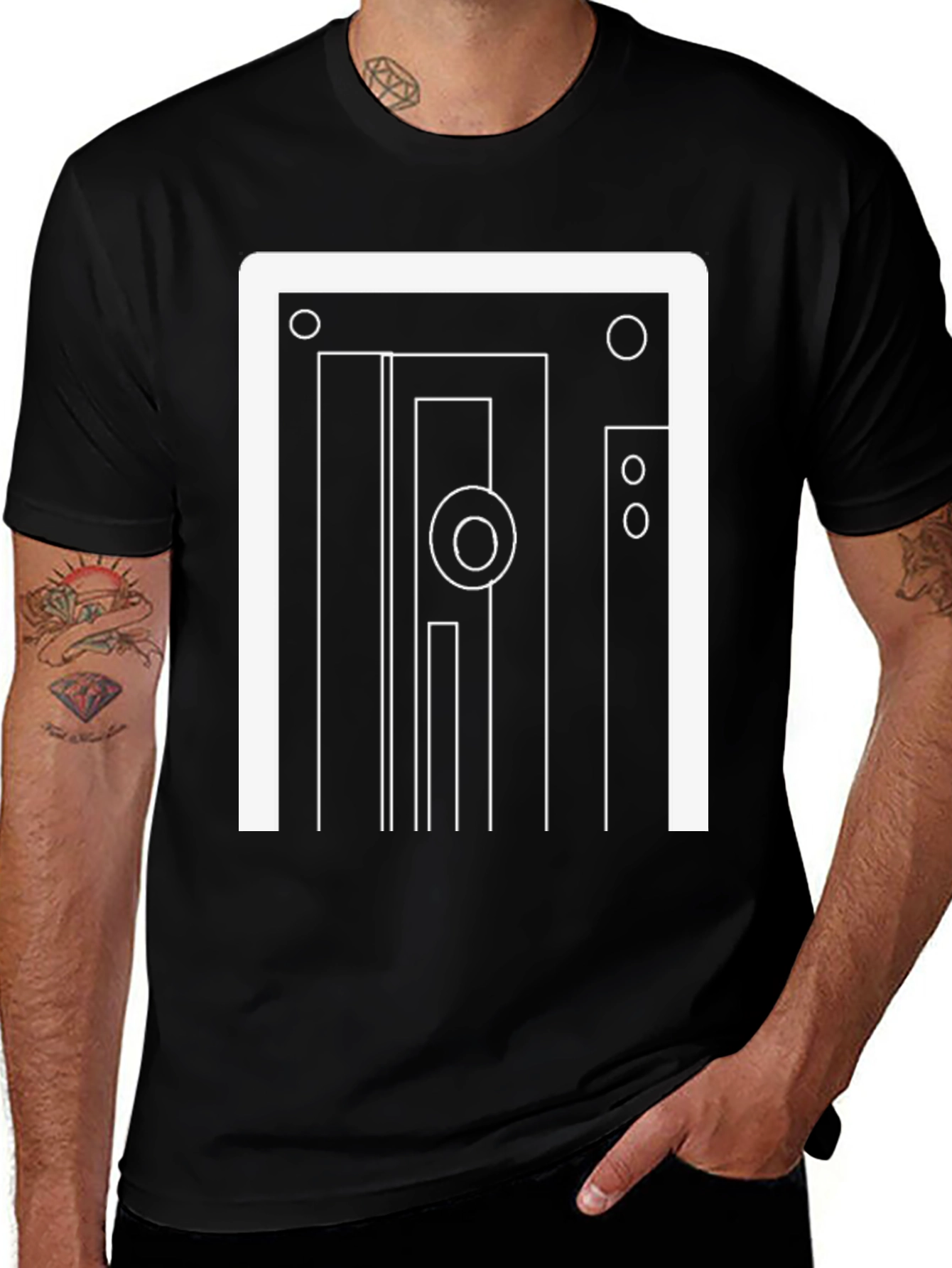 Variant 12 of Abstract Graphic Print Black Crew Neck T-Shirt