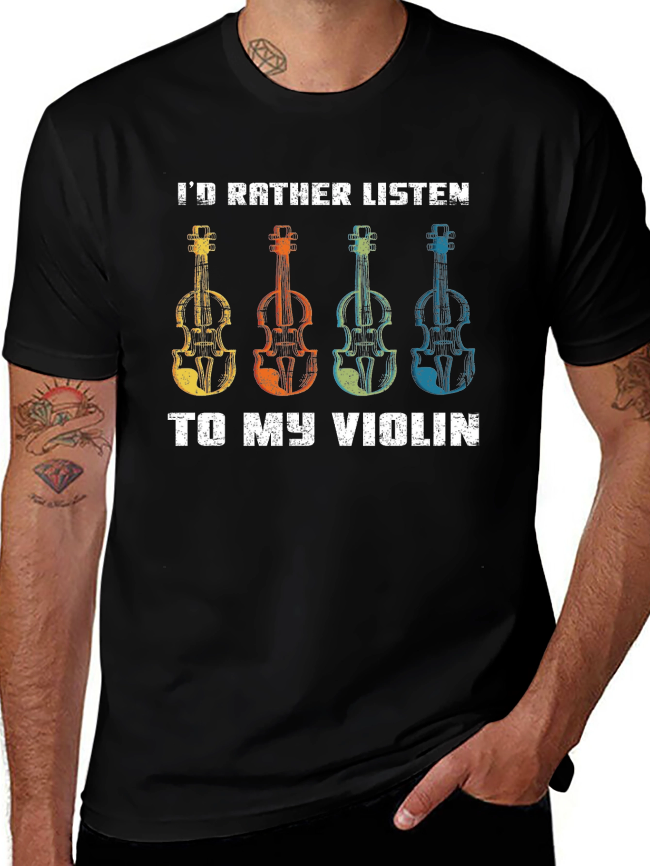 Variant 27 of Violin Music Lover Tee: I'd Rather Listen to My Violin T-Shirt