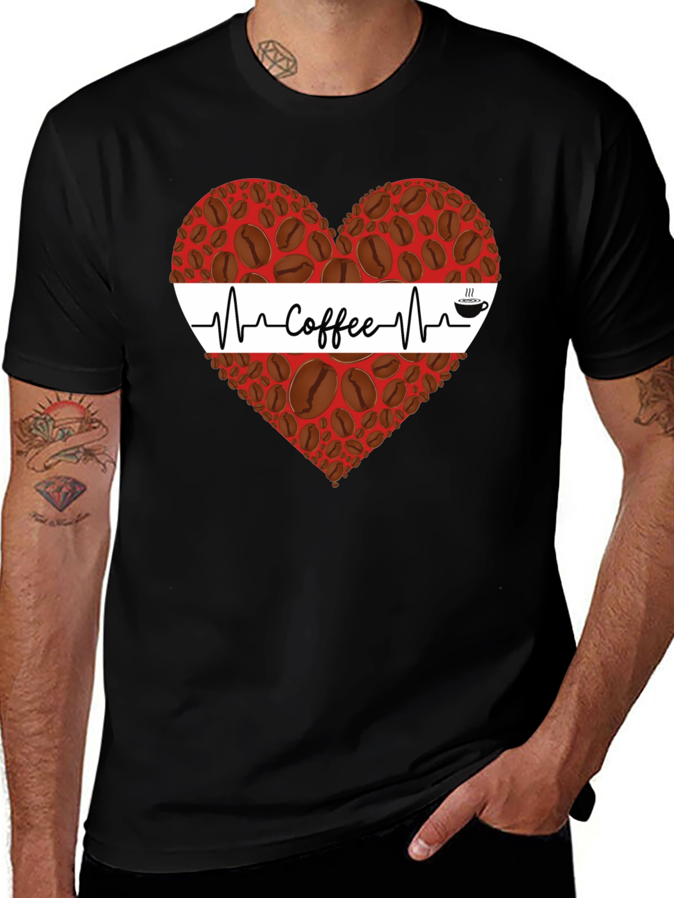 Coffee Heartbeat T-Shirt - Caffeine Lover Tee