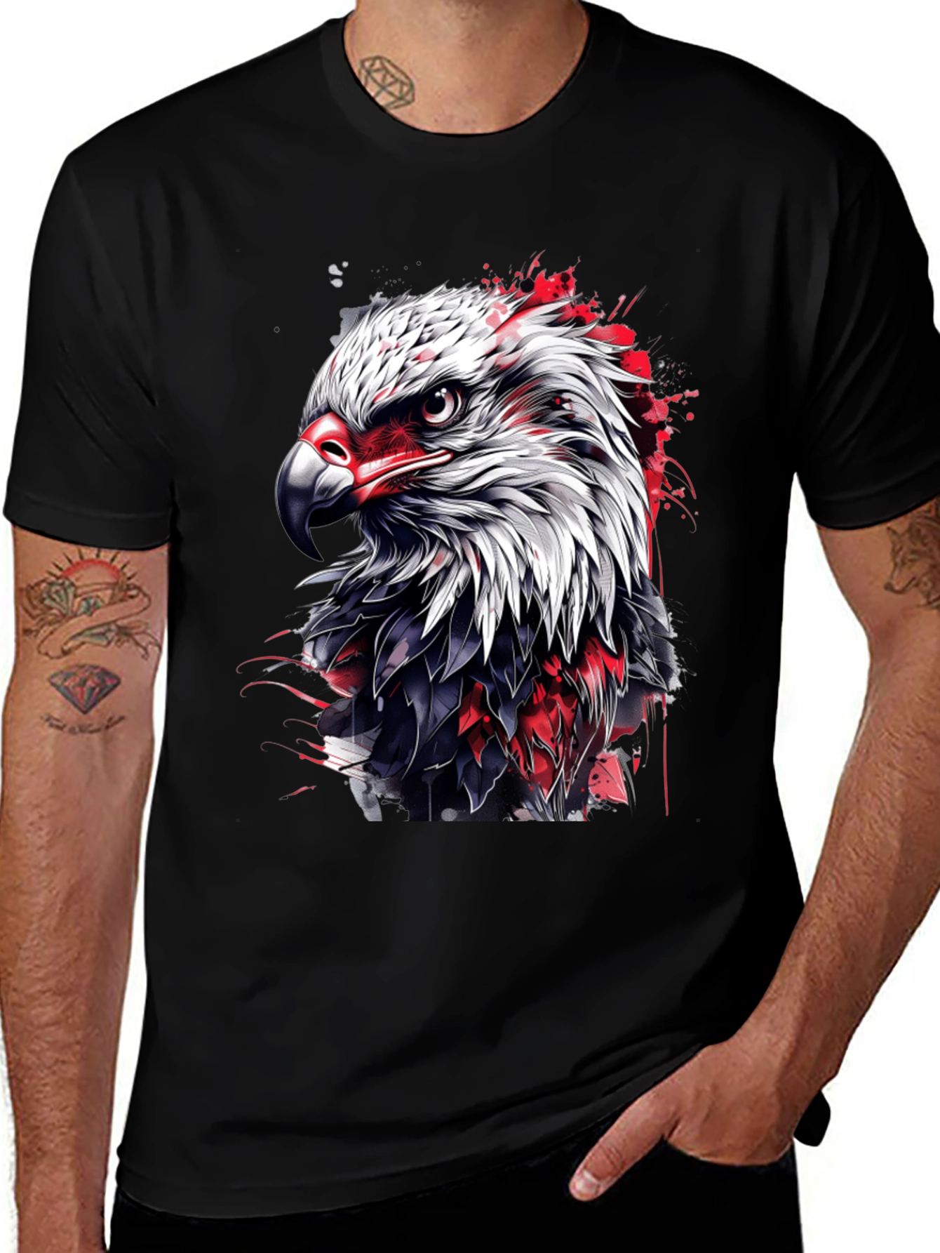 Variant 11 of Bold Eagle Graphic Tee - Black Cotton Blend