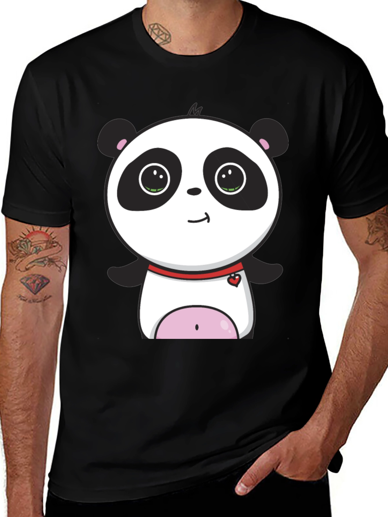 Variant 19 of Cute Panda Graphic T-Shirt - Unisex Black Tee