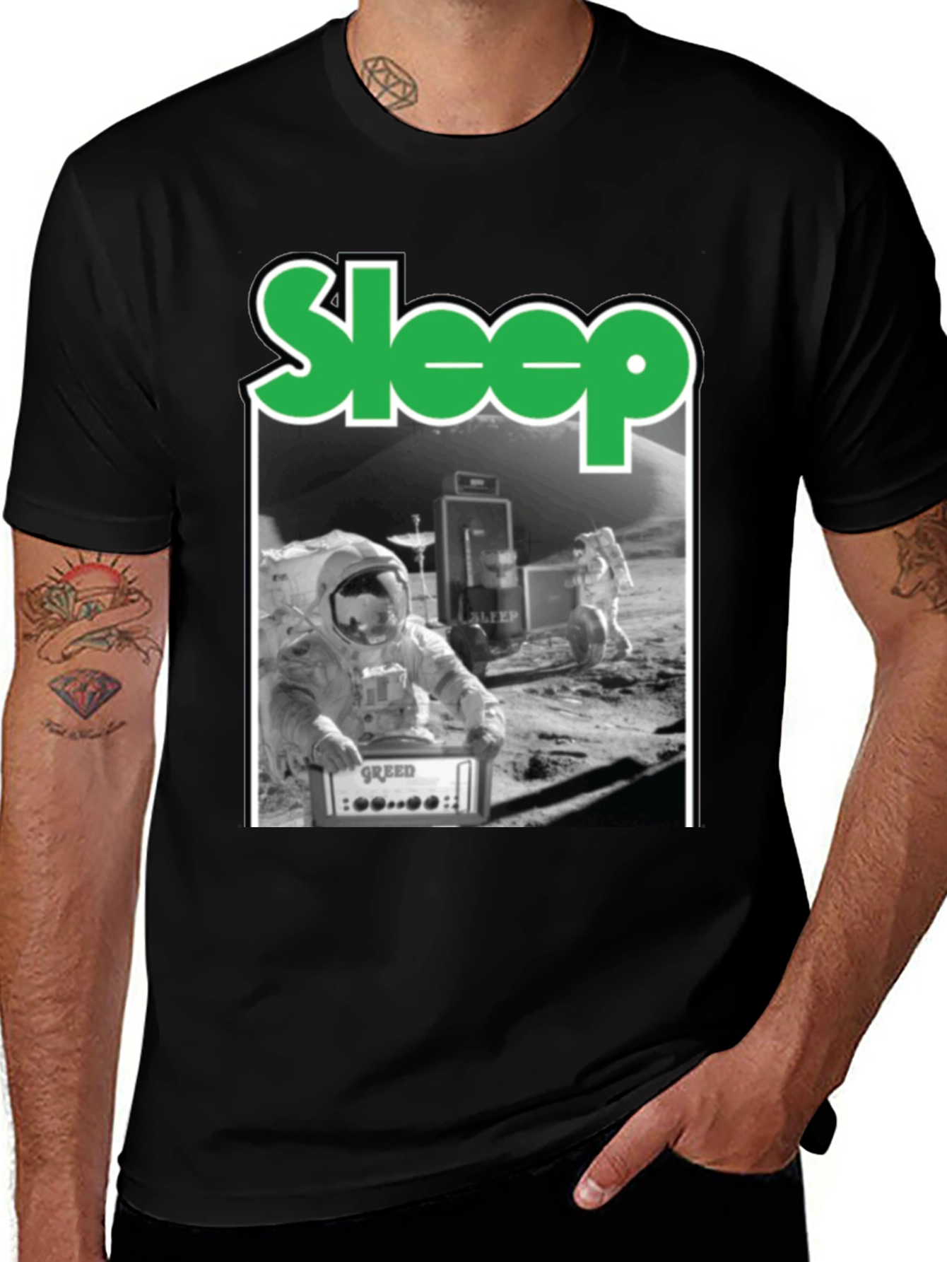 Sleep Band Greed Album Cover Black T-Shirt