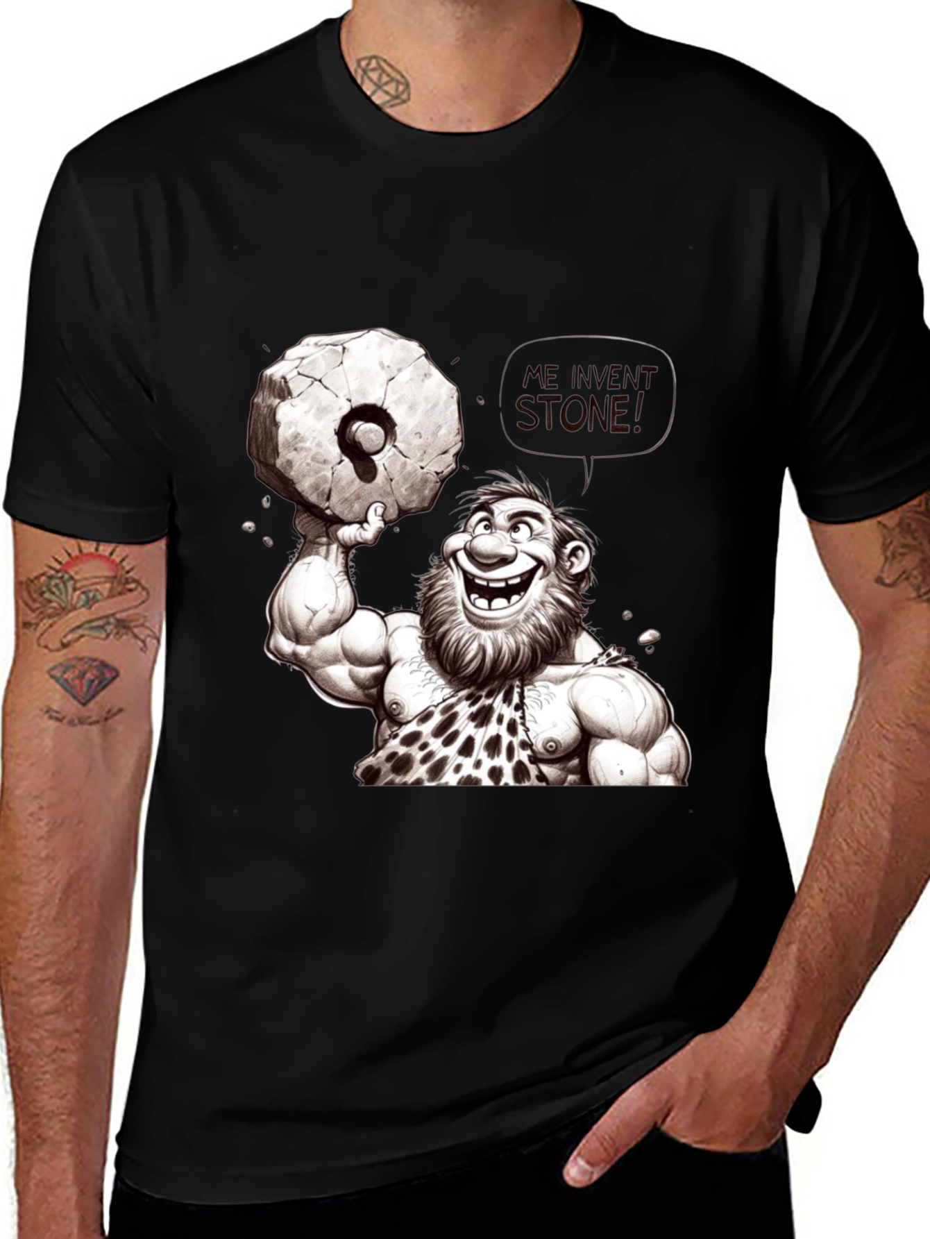 Variant 18 of Funny Caveman Lifting Stone T-Shirt