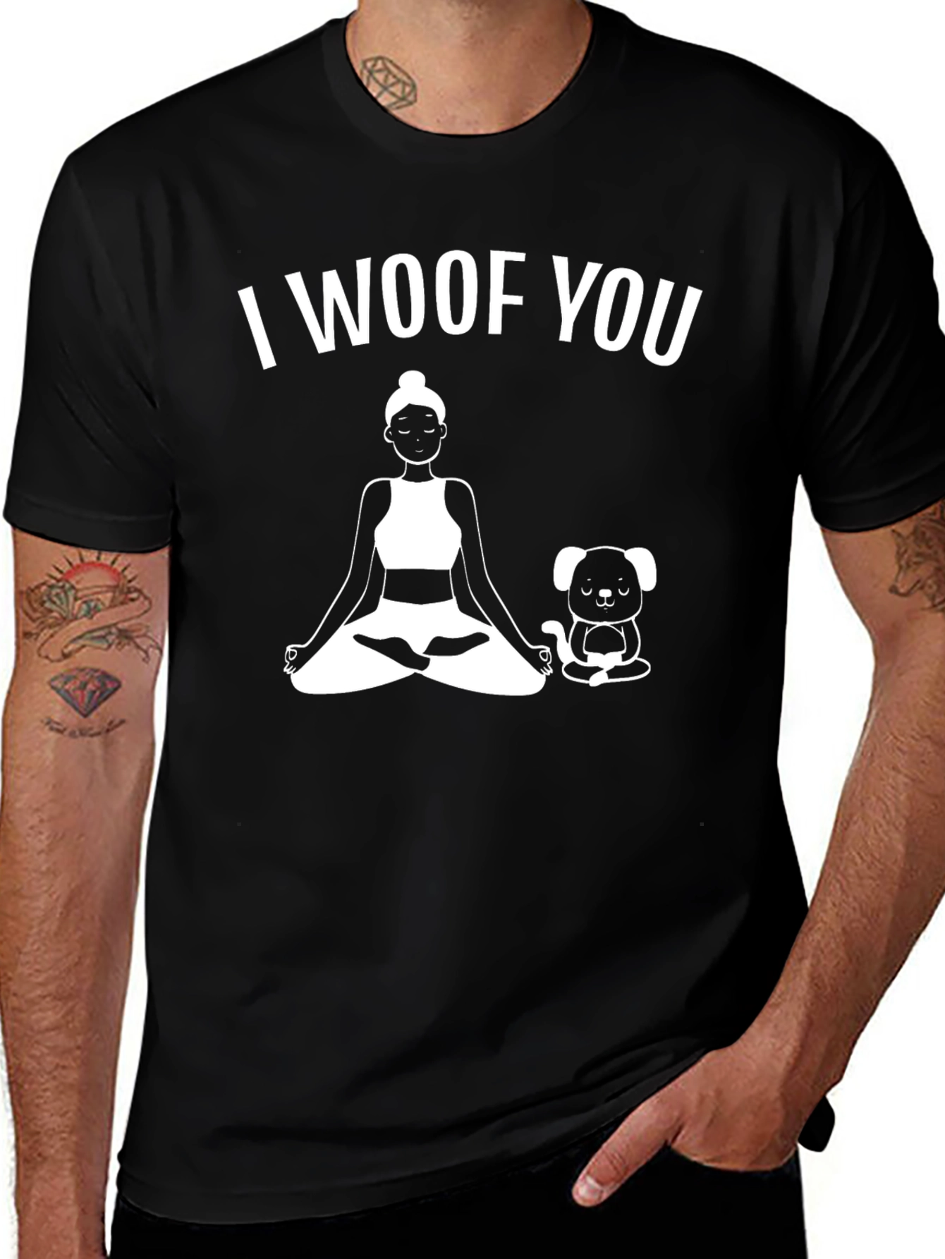 Variant 3 of I Woof You Yoga Dog Lover Black T-Shirt