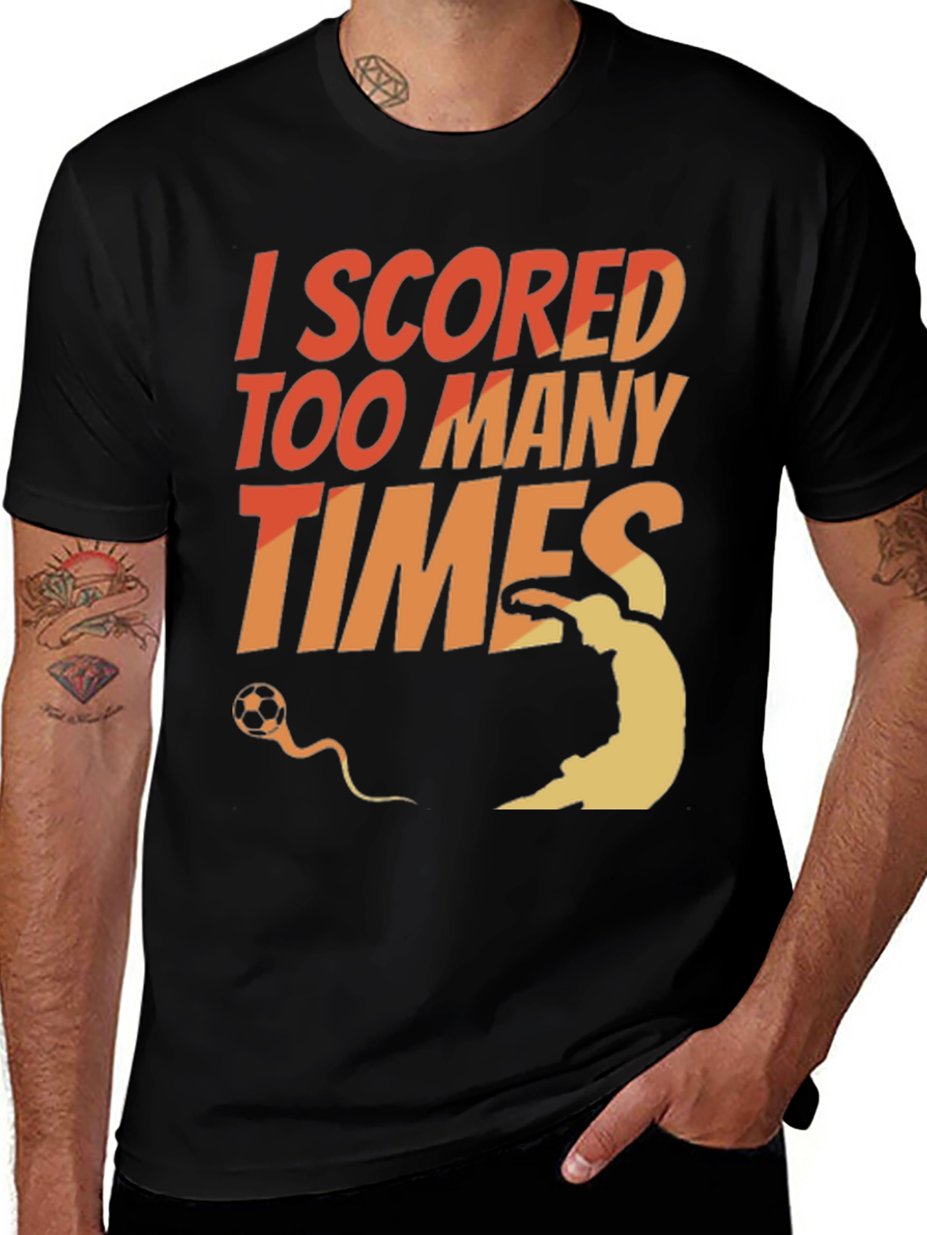 Black I Scored Too Many Times Soccer T-Shirt main image
