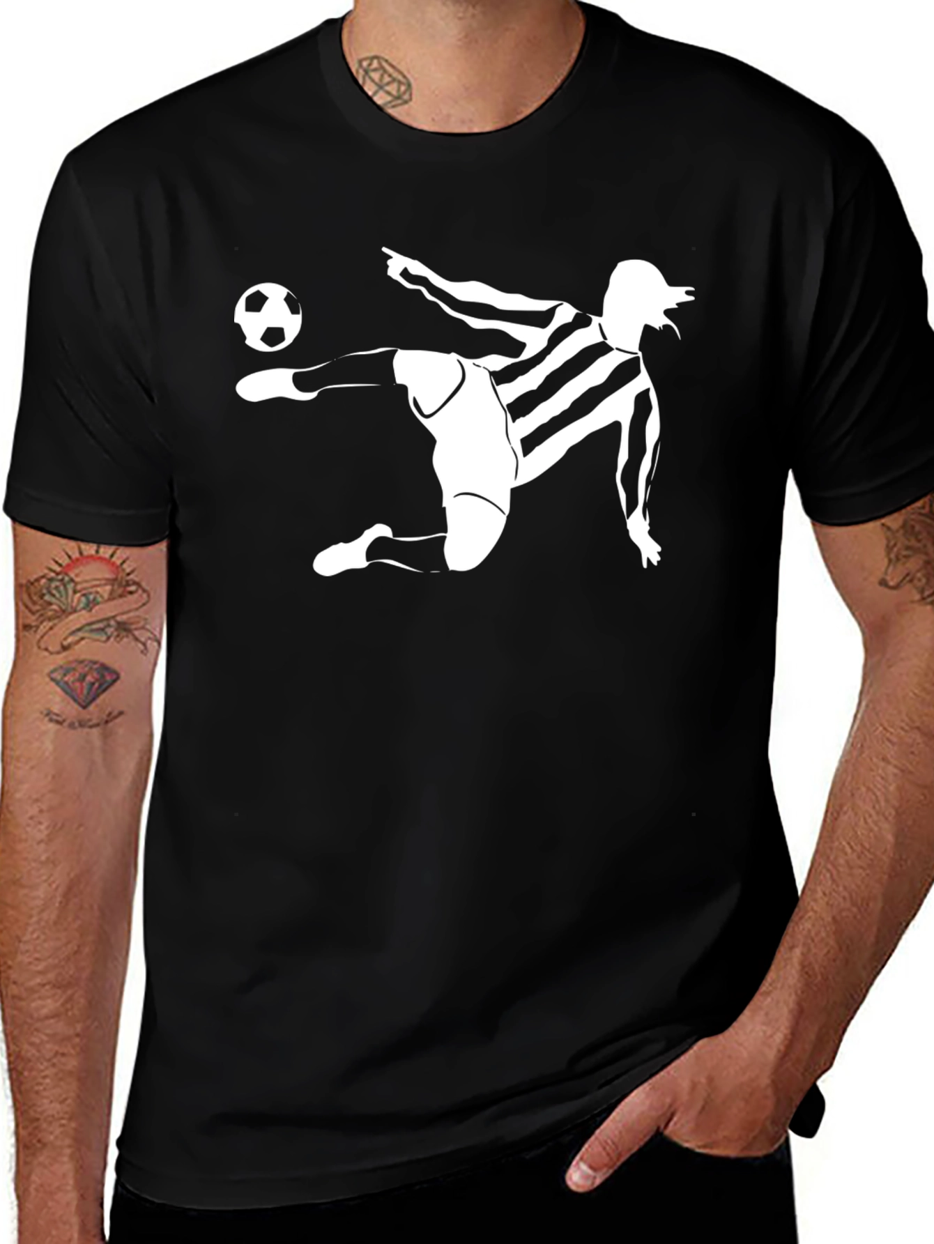 Variant 4 of Stripped Soccer Player Black T-Shirt