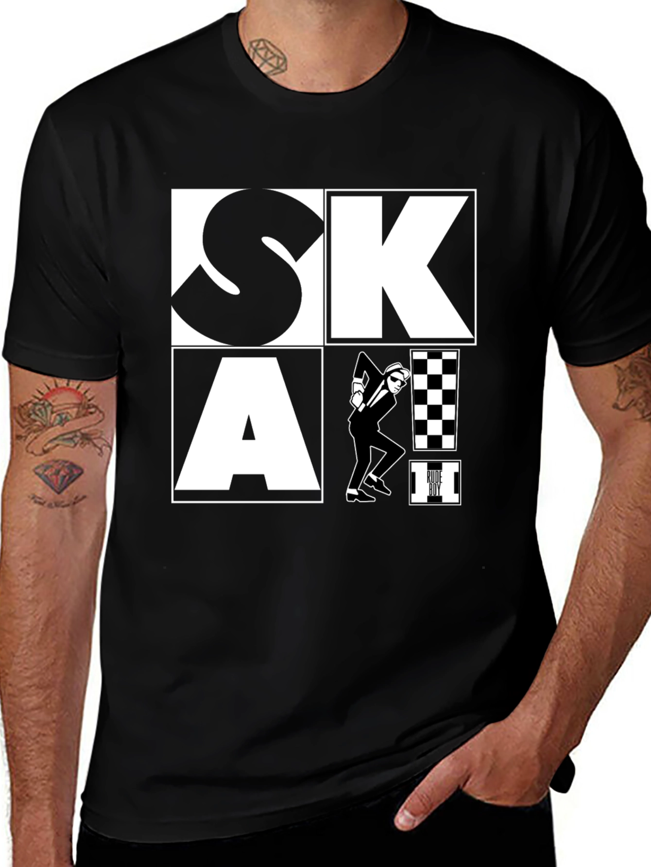 Ska Style Graphic Tee - Black Cotton T-Shirt