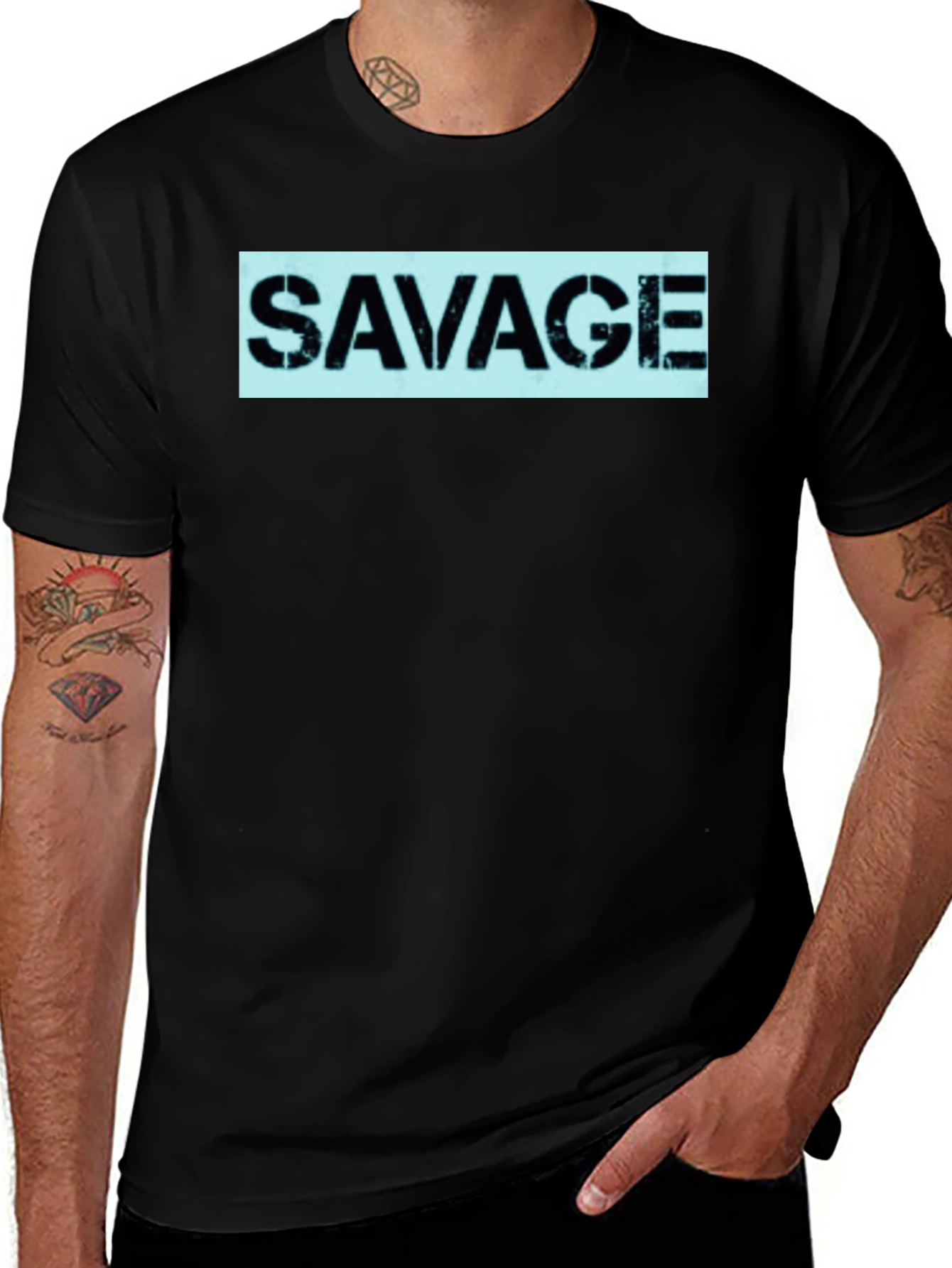 Variant 24 of Savage Graphic Print Men's Black T-Shirt