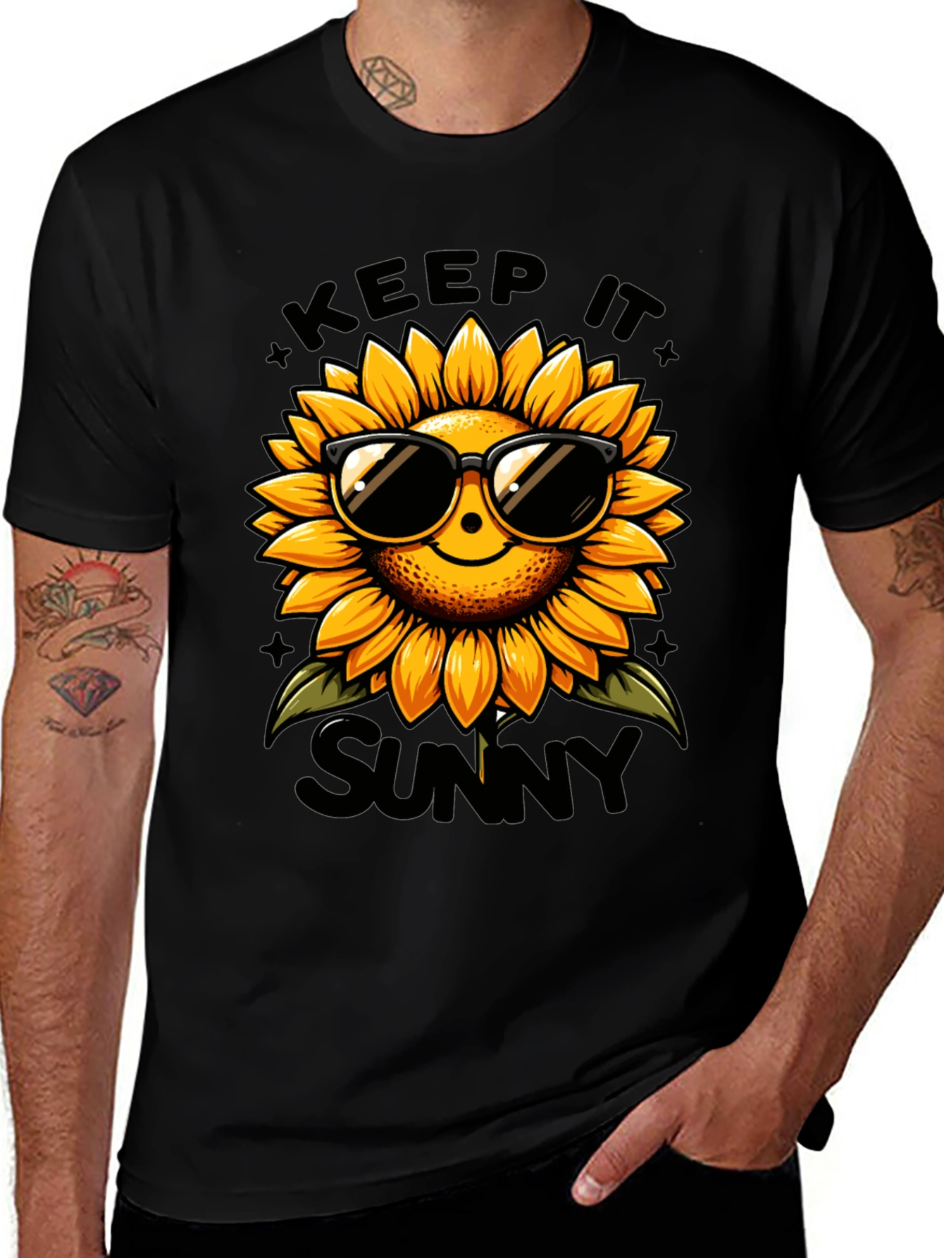 Variant 7 of Keep It Sunny Sunflower Graphic Tee - Black