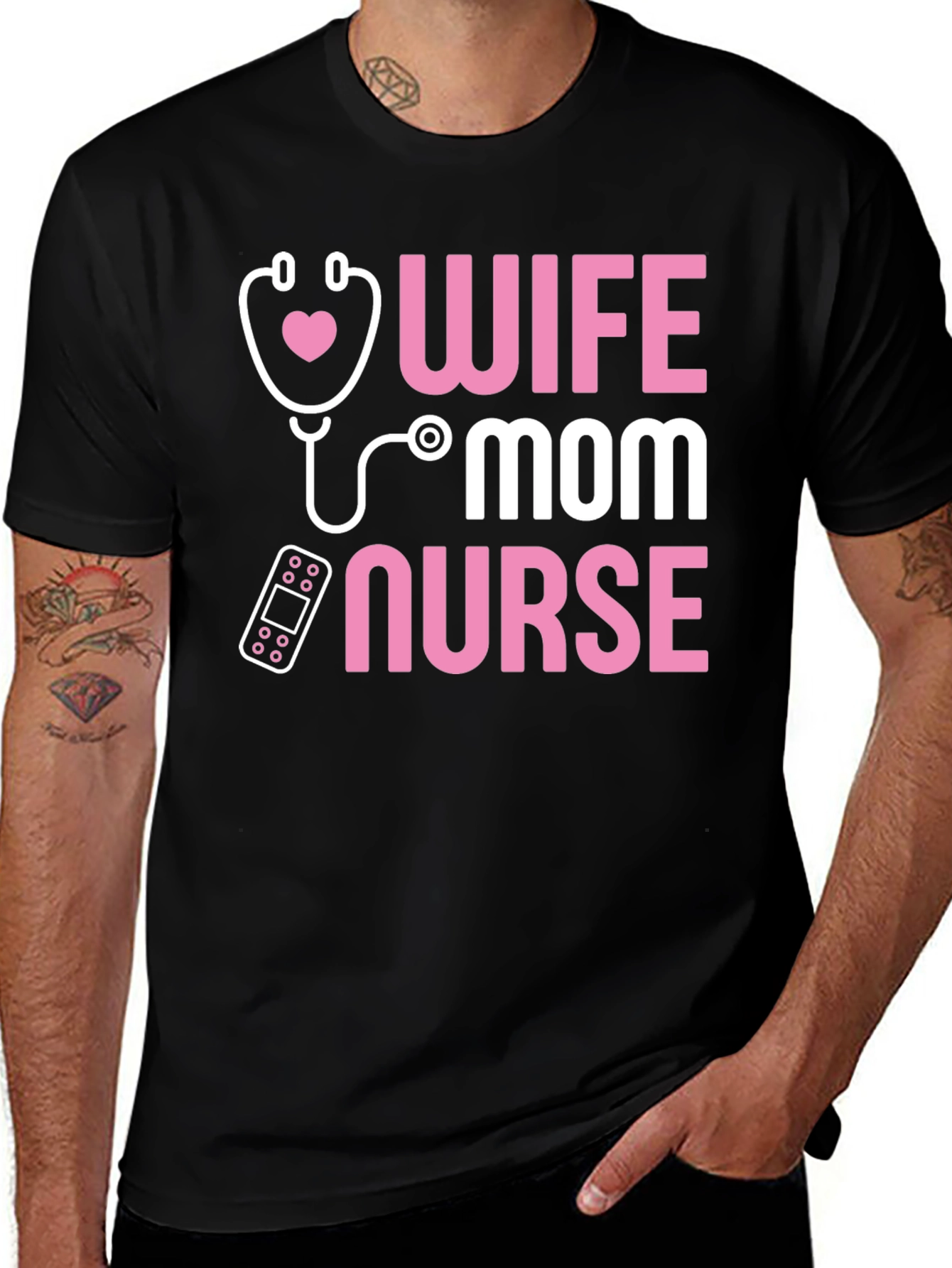Variant 26 of Wife Mom Nurse Graphic T-Shirt