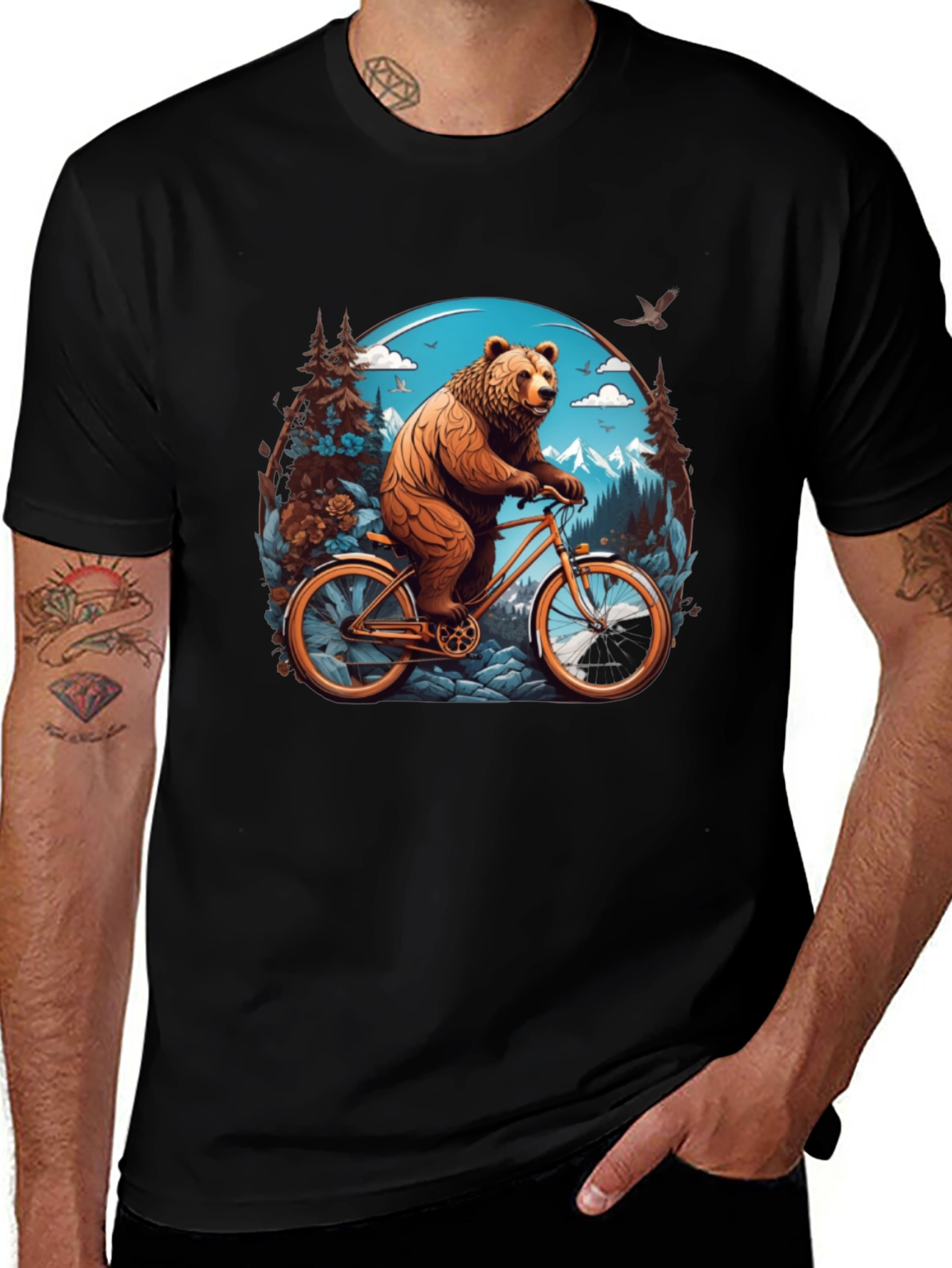 Variant 6 of Bear on Bike Graphic Tee - Cool Animal Design