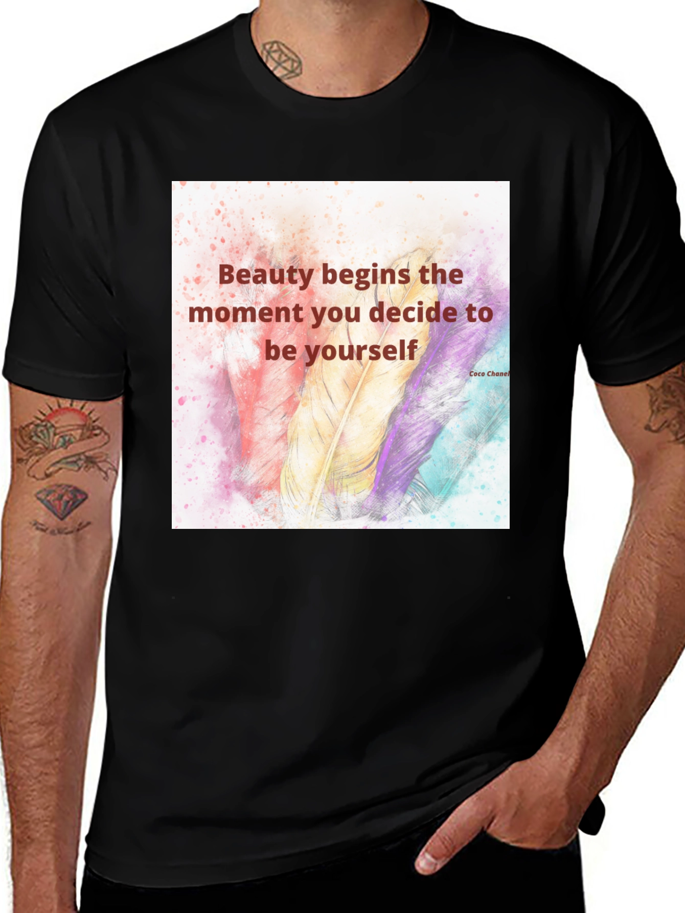 Variant 21 of Beauty Begins T-Shirt - Inspirational Quote Tee