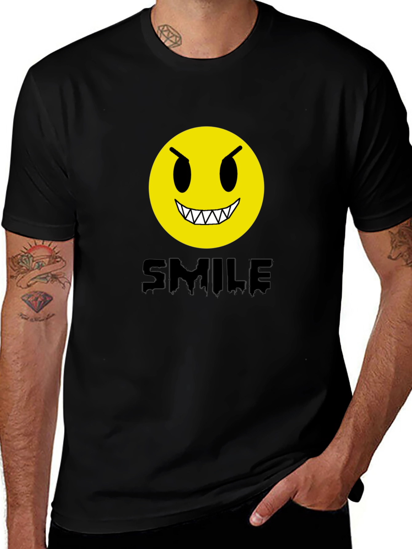 Variant 19 of Evil Emoji Graphic Tee - Black Cotton T-Shirt