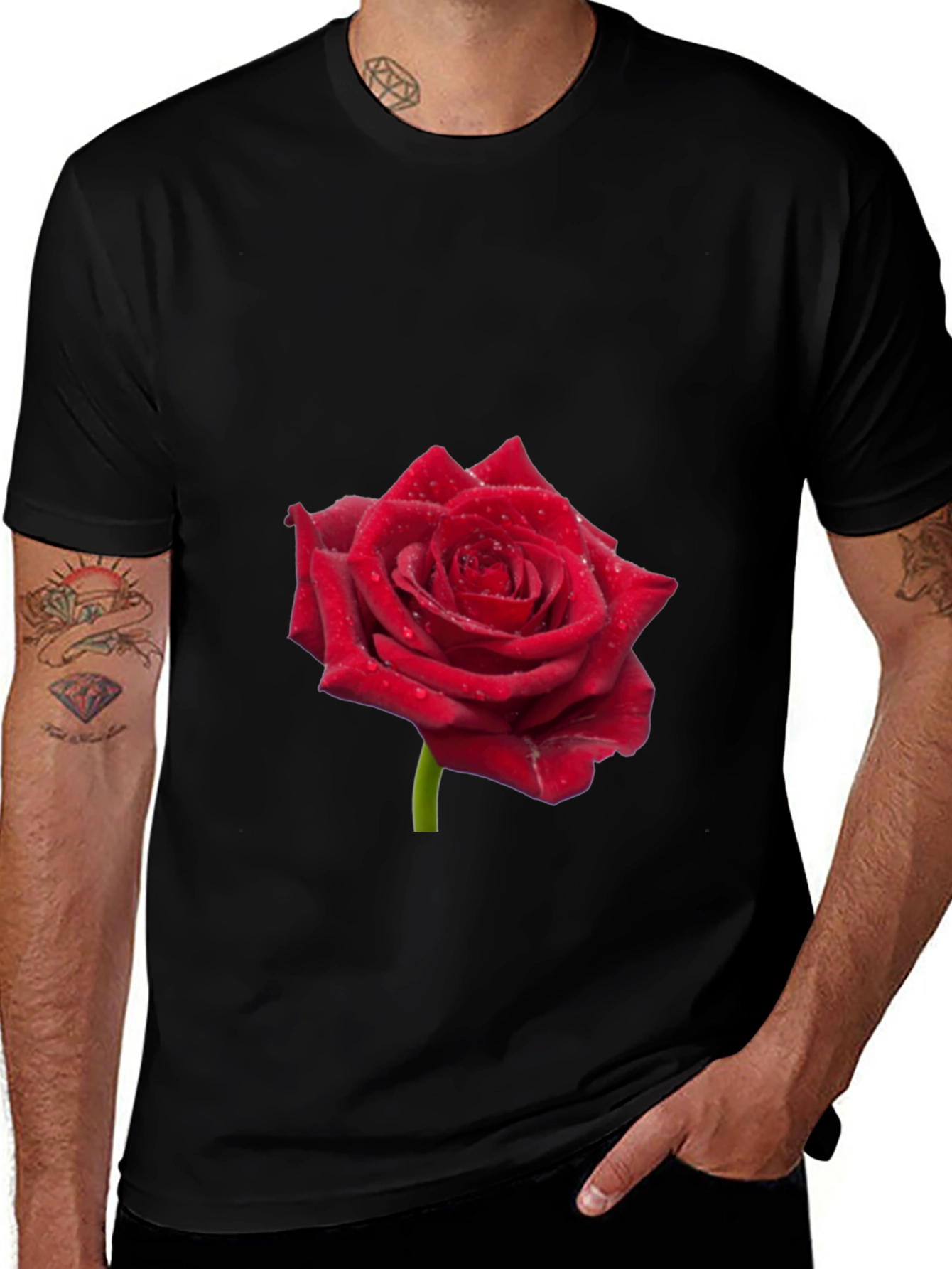 Variant 21 of Rose Graphic Black T-Shirt