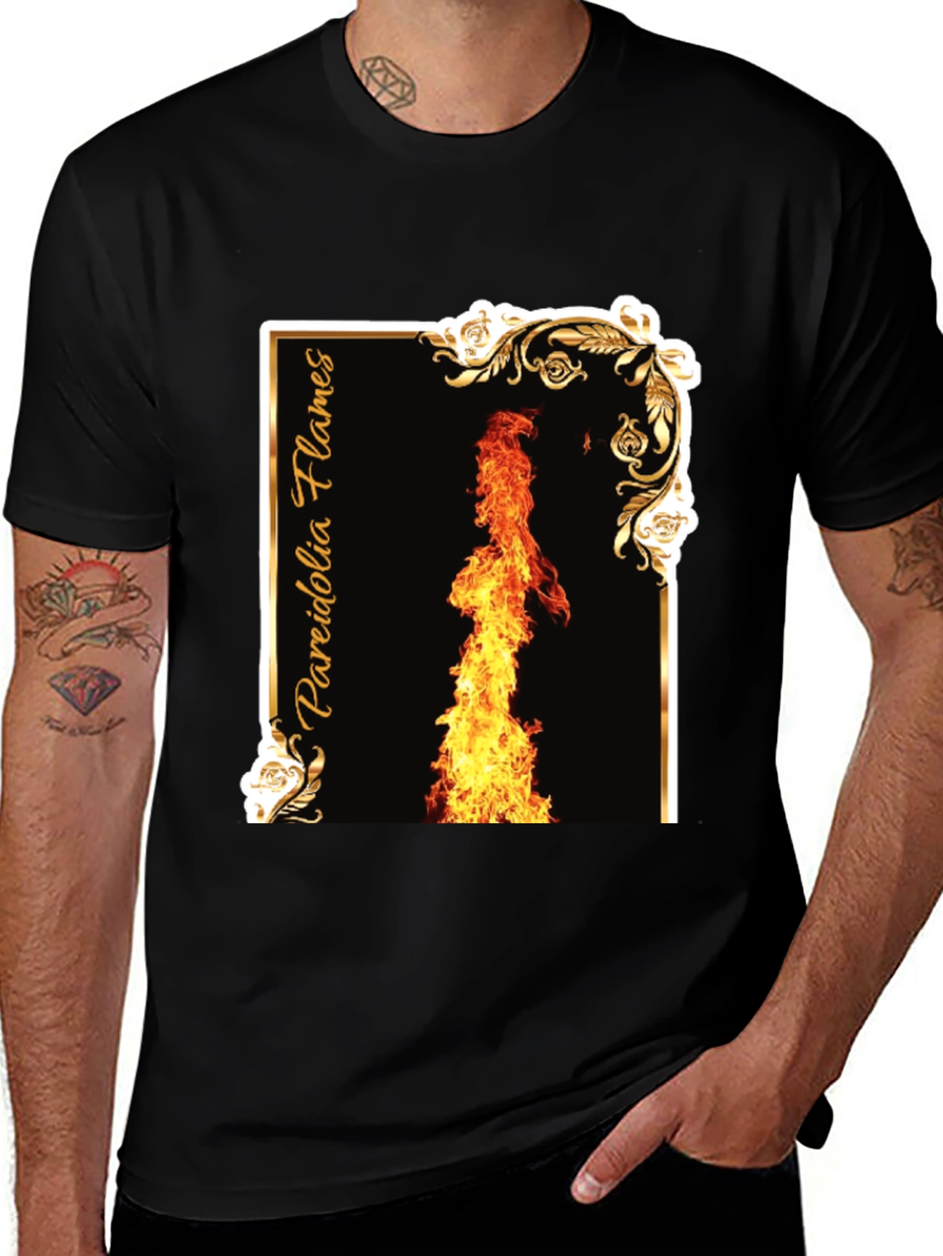Variant 30 of Pareidolia Flames Graphic Tee - Black