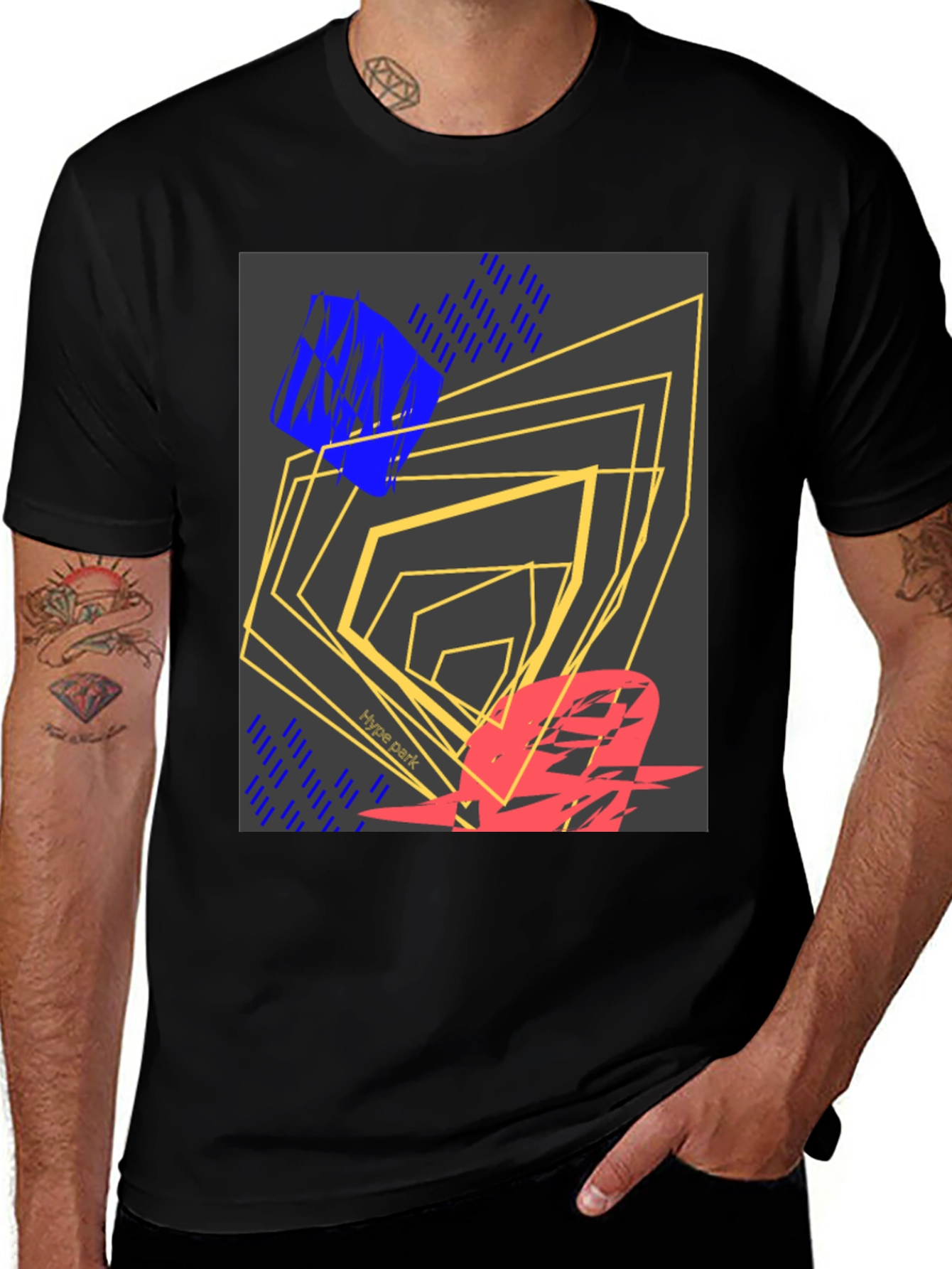 Variant 14 of Abstract Graphic Print Black T-Shirt