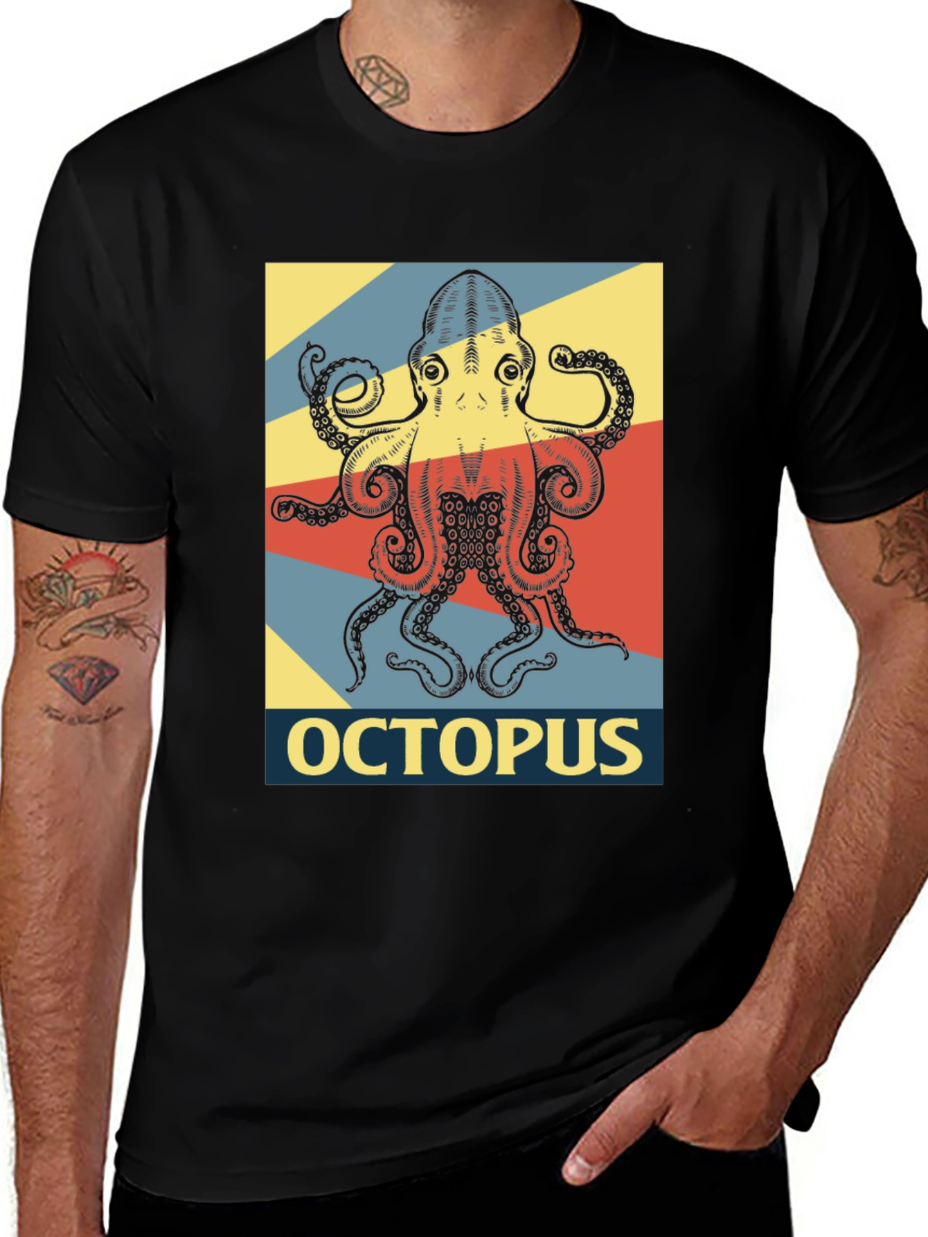 Variant 24 of Octopus Graphic Print T-Shirt - Men's Crew Neck Tee