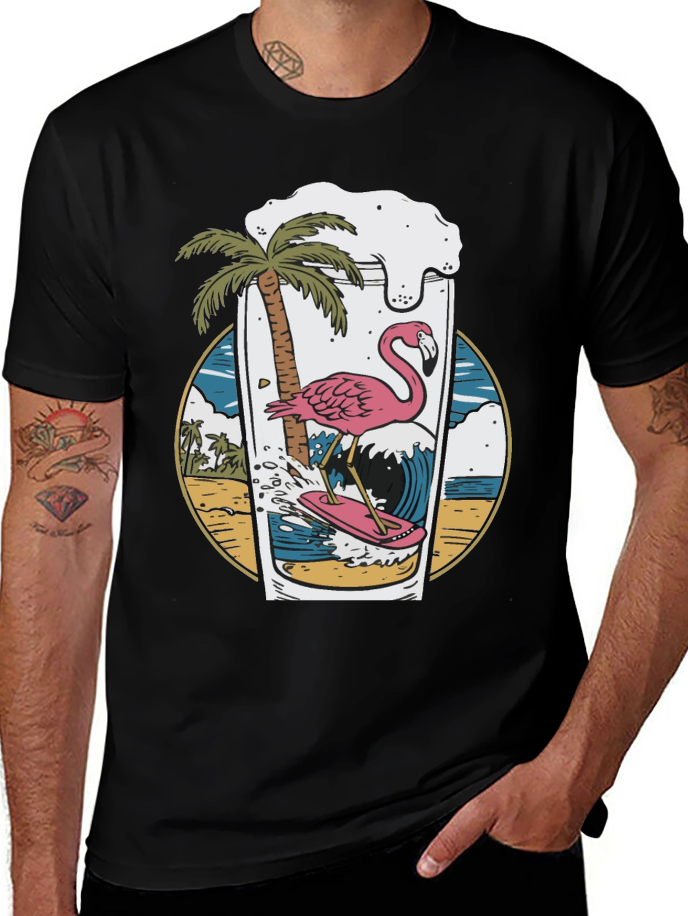 Variant 25 of Tropical Flamingo Beer T-Shirt