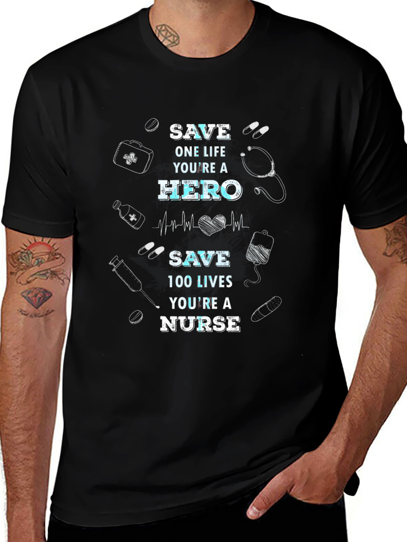 Variant 19 of Nurse Hero Graphic Tee - Save Lives