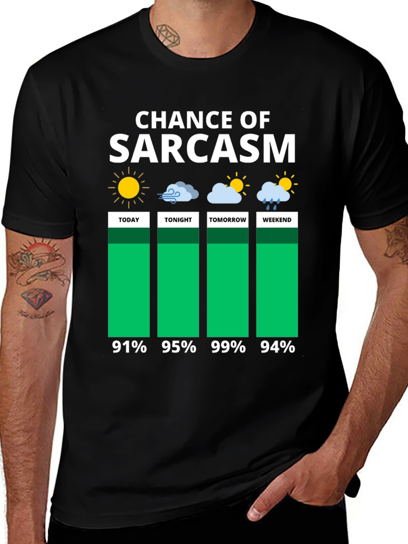 Variant 20 of Sarcasm Chance Weather Forecast Graphic Tee