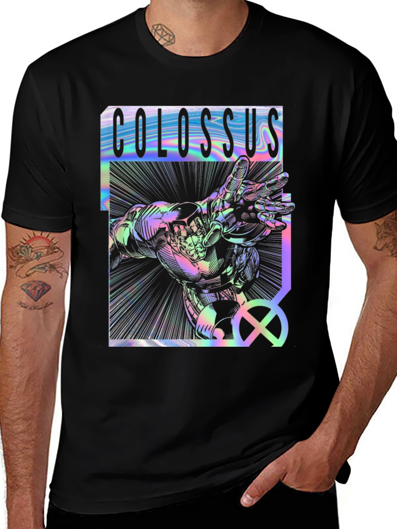 Colossus X-Men Graphic Print Black T-Shirt