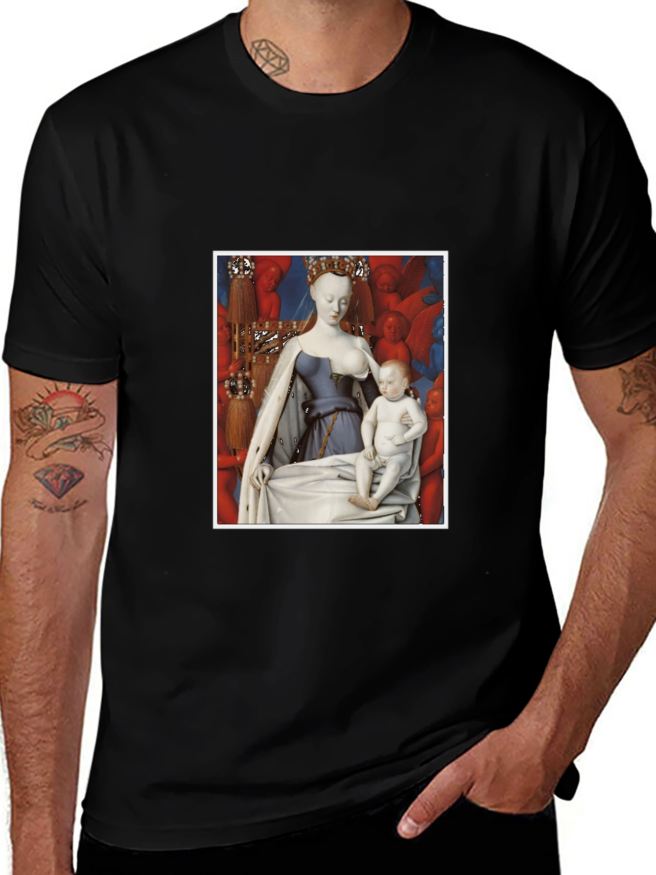 Variant 3 of Artistic Graphic Tee: Madonna and Child Renaissance Style
