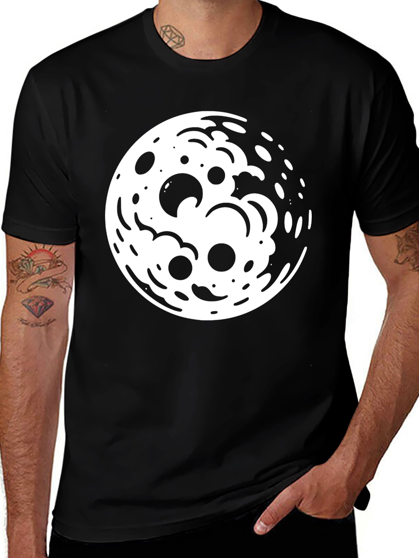 Variant 19 of Moon Graphic Black T-Shirt