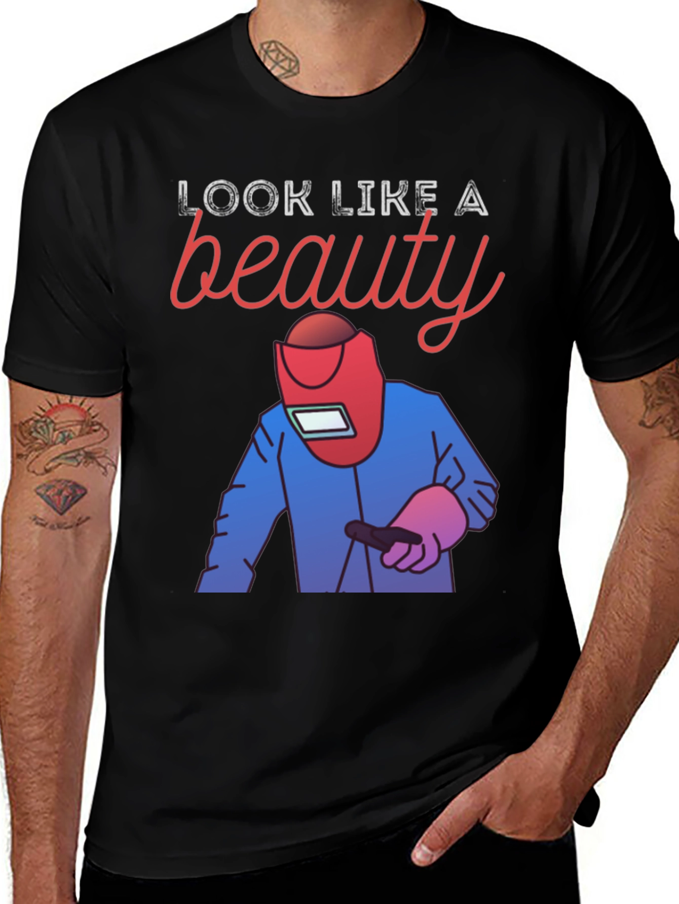 Variant 5 of Welder Beauty Graphic Tee - Black Cotton T-Shirt