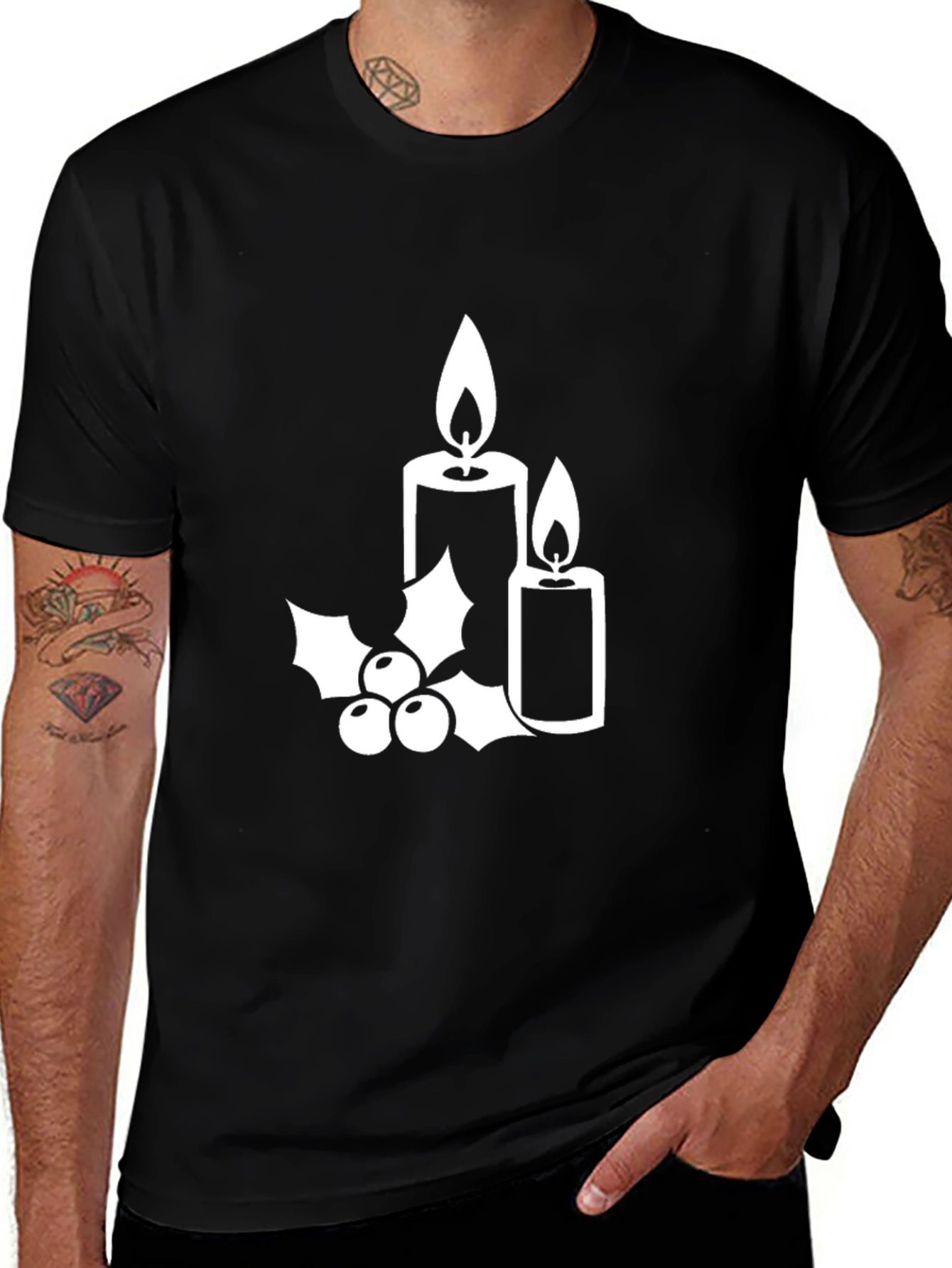 Variant 15 of Festive Candles & Holly Graphic Tee
