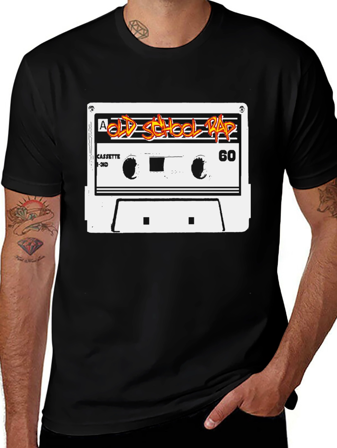 Variant 2 of Old School Rap Cassette Tape Black T-Shirt