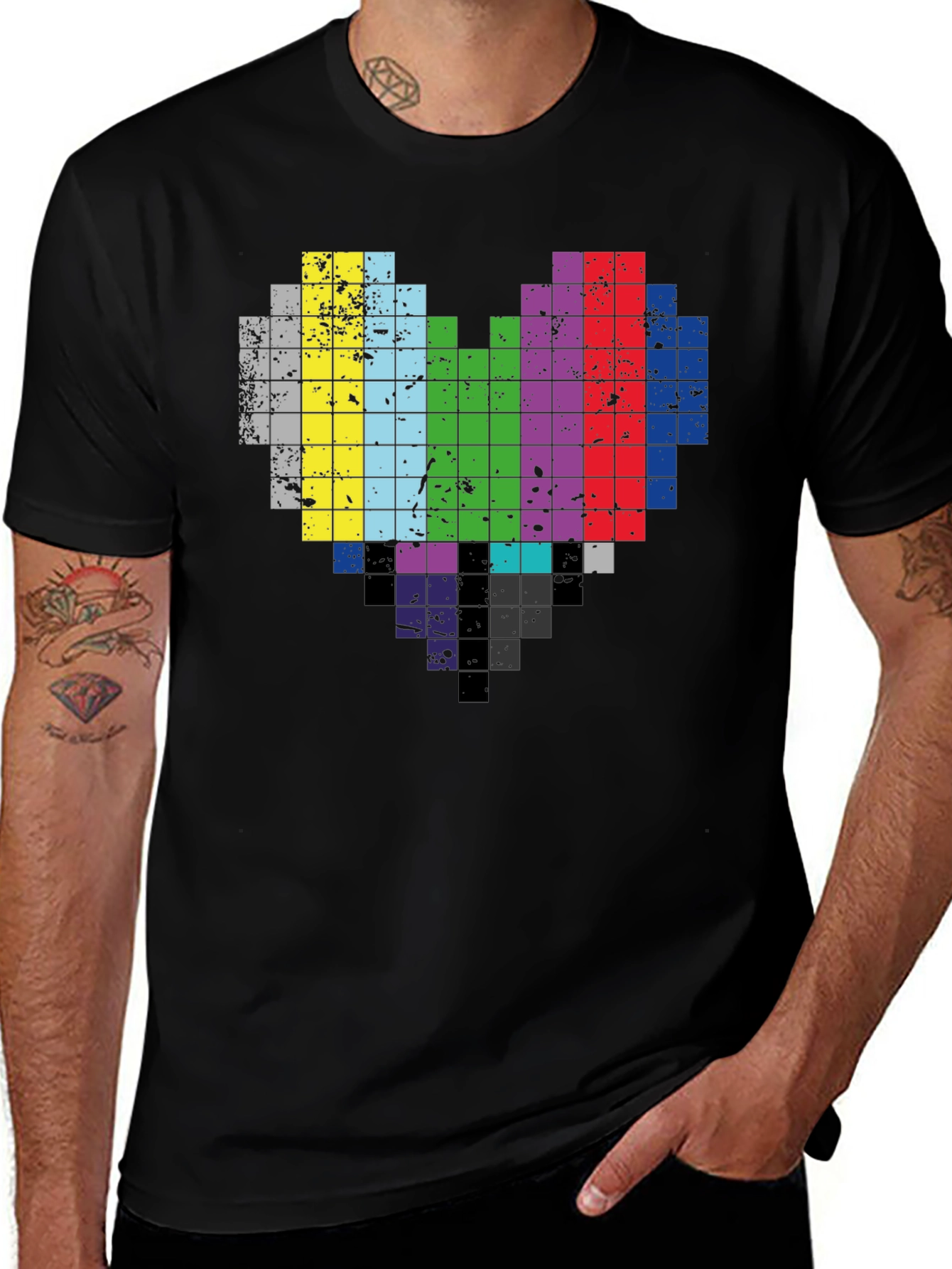 Variant 13 of Pixel Heart Graphic Tee - Retro TV Test Pattern