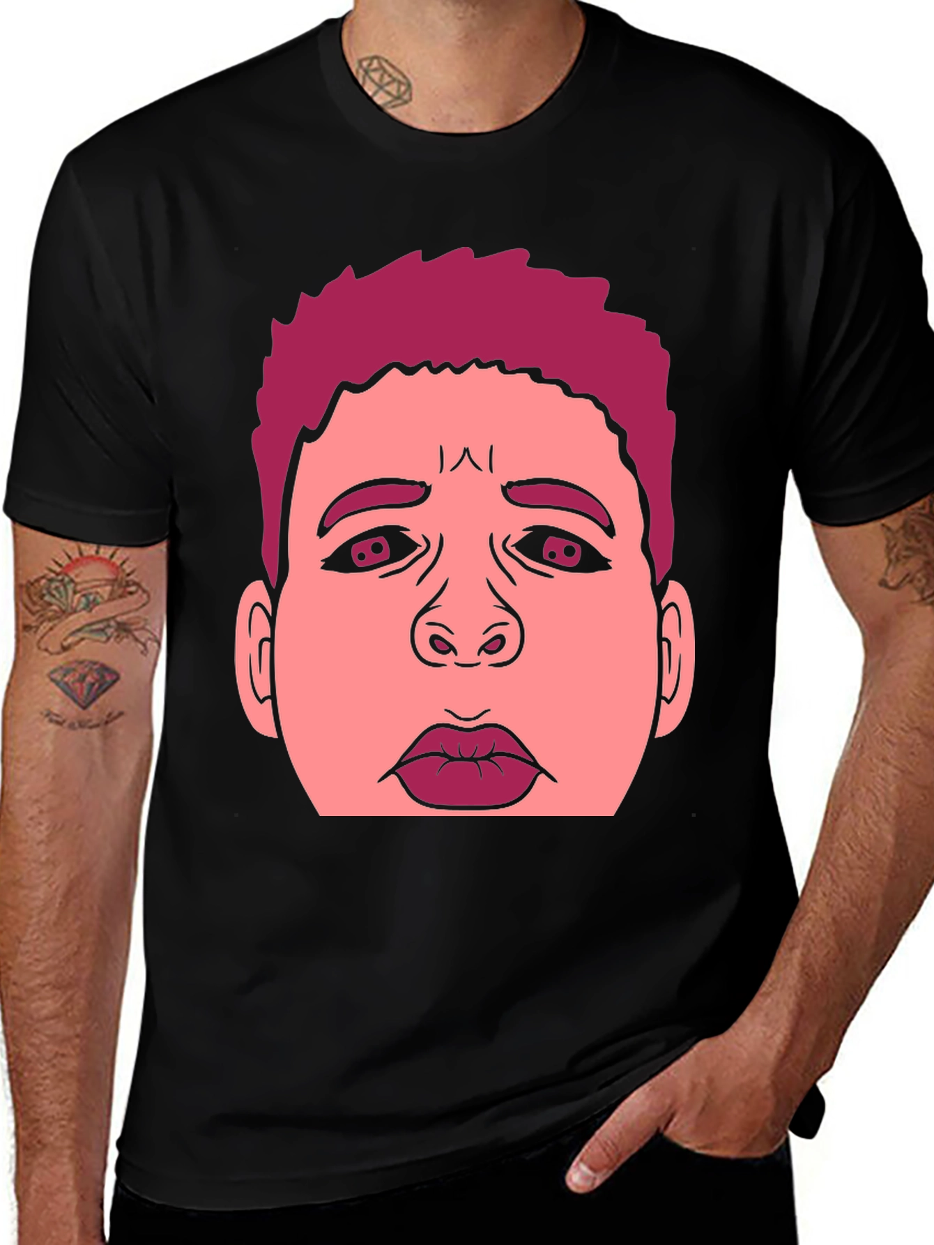 Variant 13 of Cartoon Face Black T-Shirt