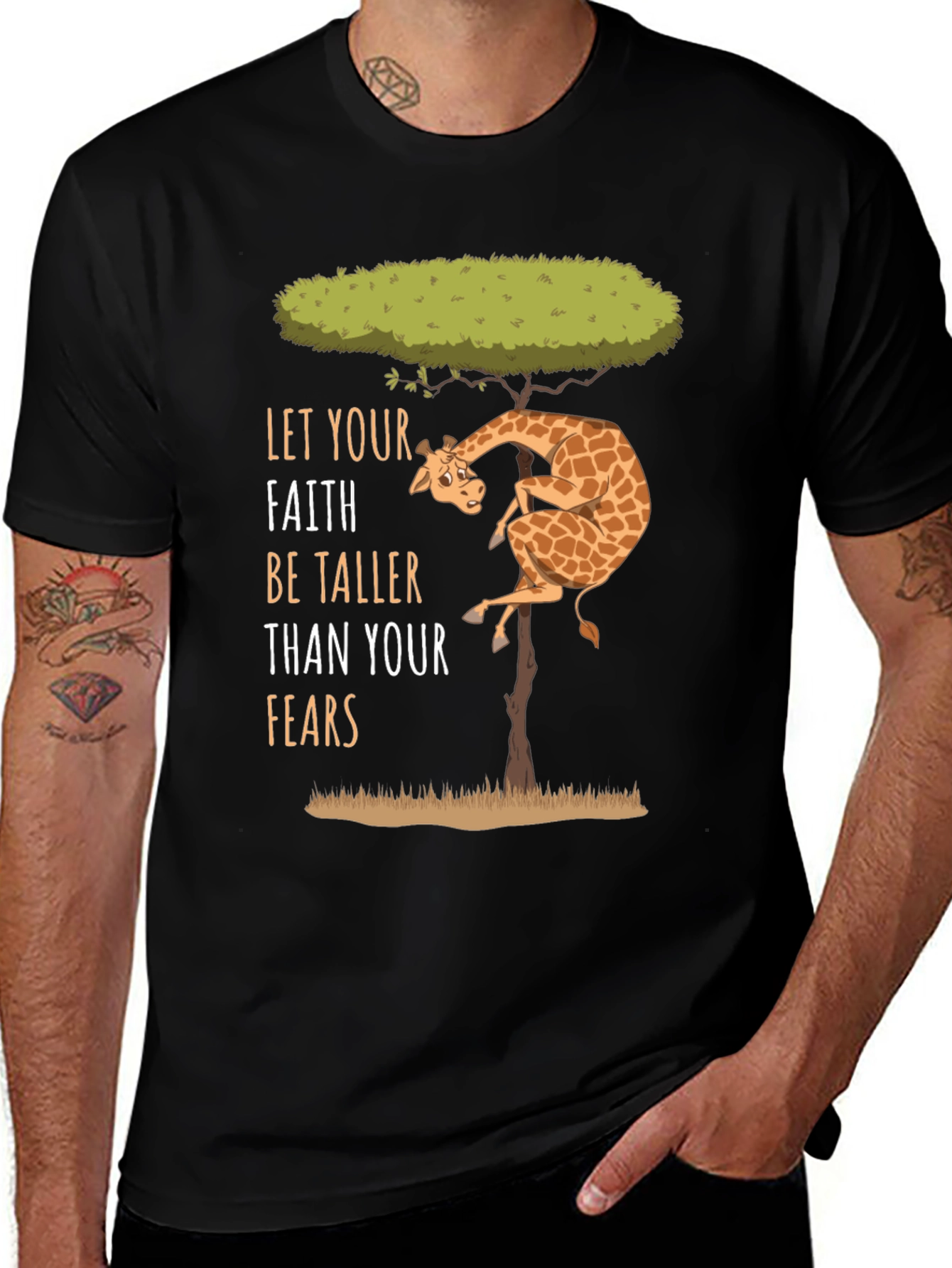 Variant 18 of Faith Over Fears Giraffe Graphic Tee - Positive Vibes